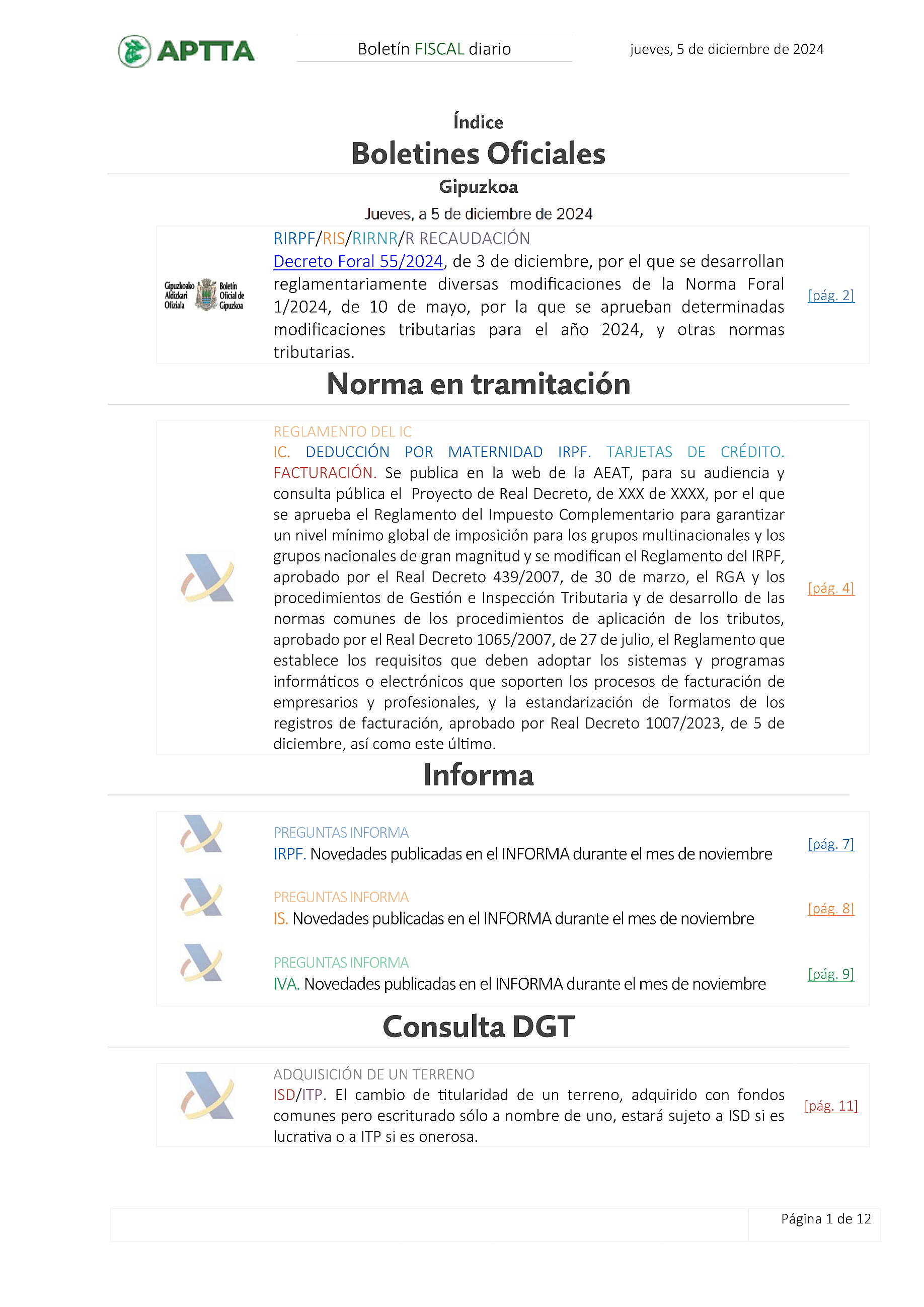Boletín fiscal 05/12/2024