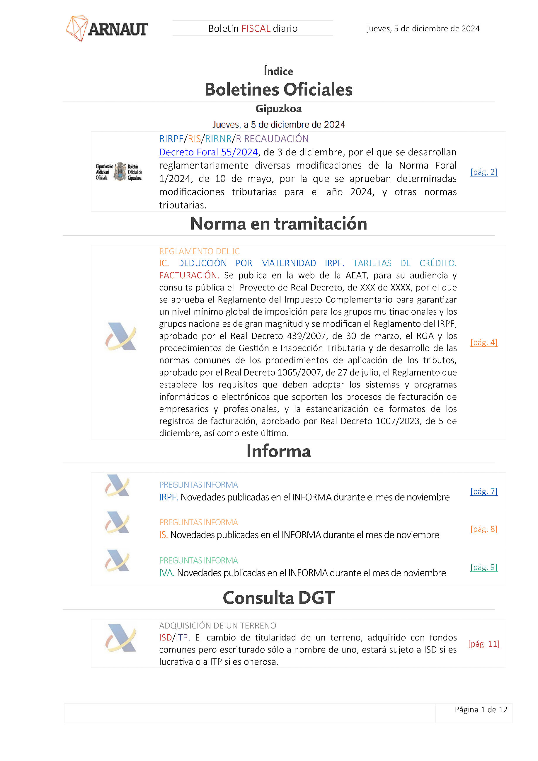 Boletín fiscal 05/12/2024