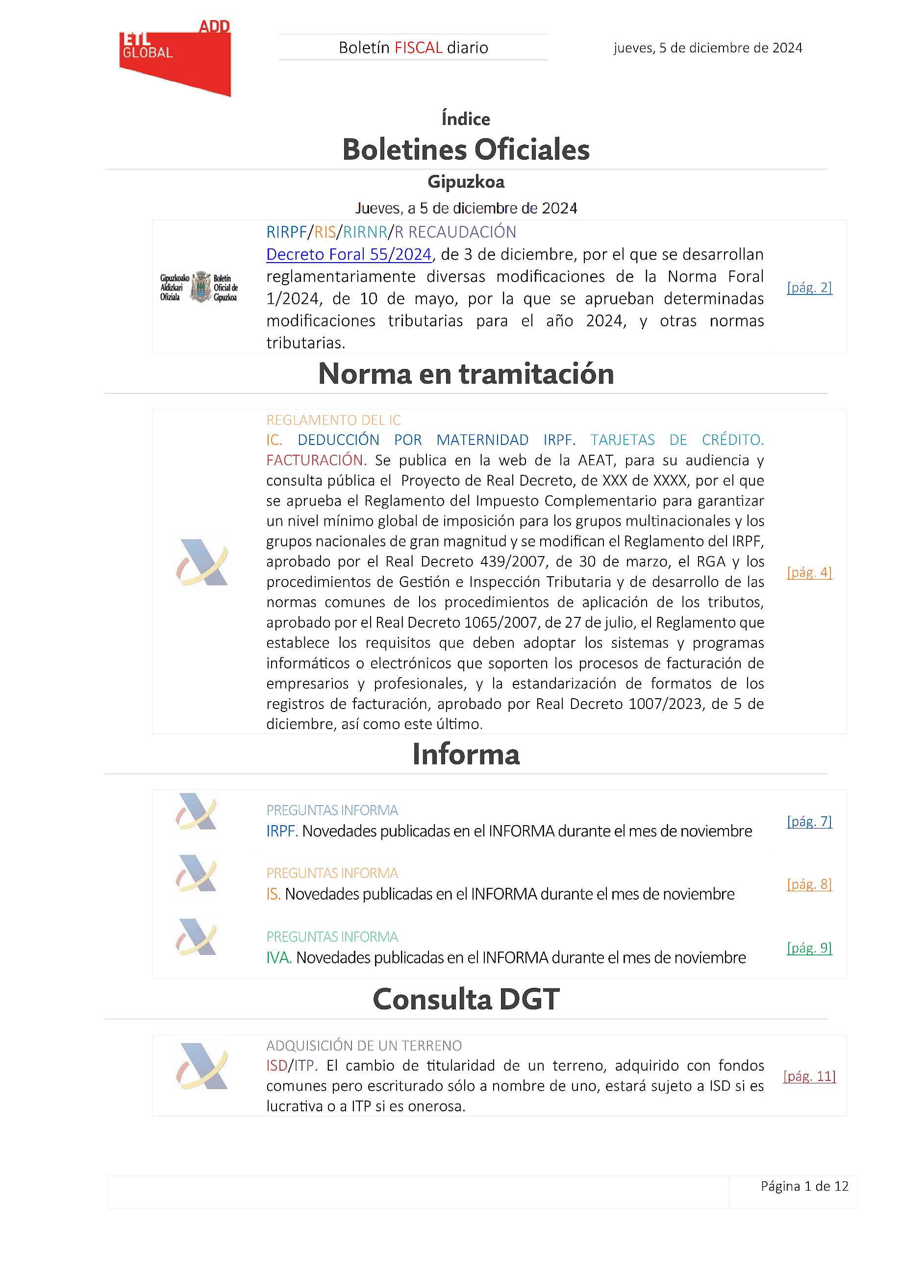 Boletín fiscal 05/12/2024