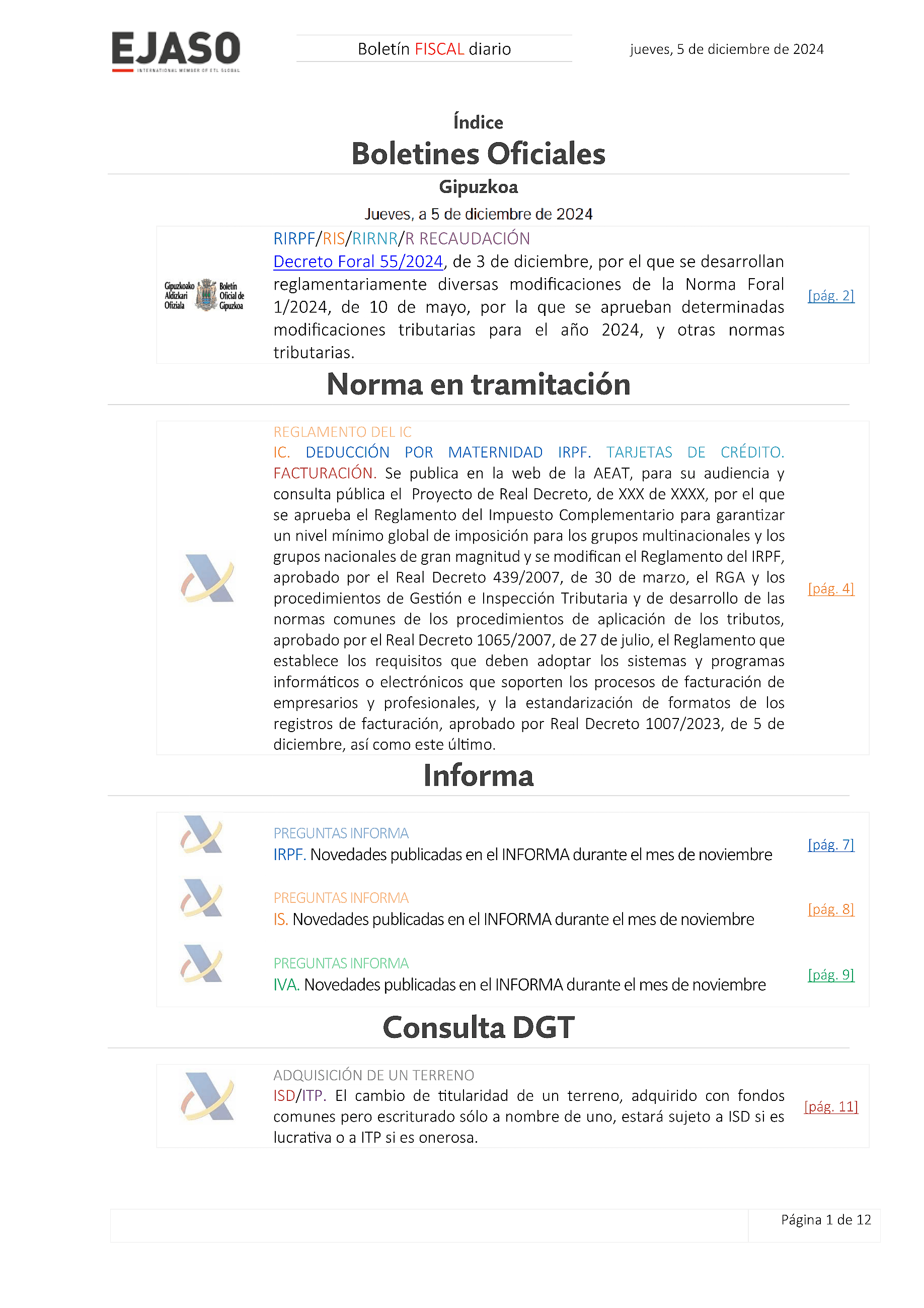 Boletín fiscal 05/12/2024