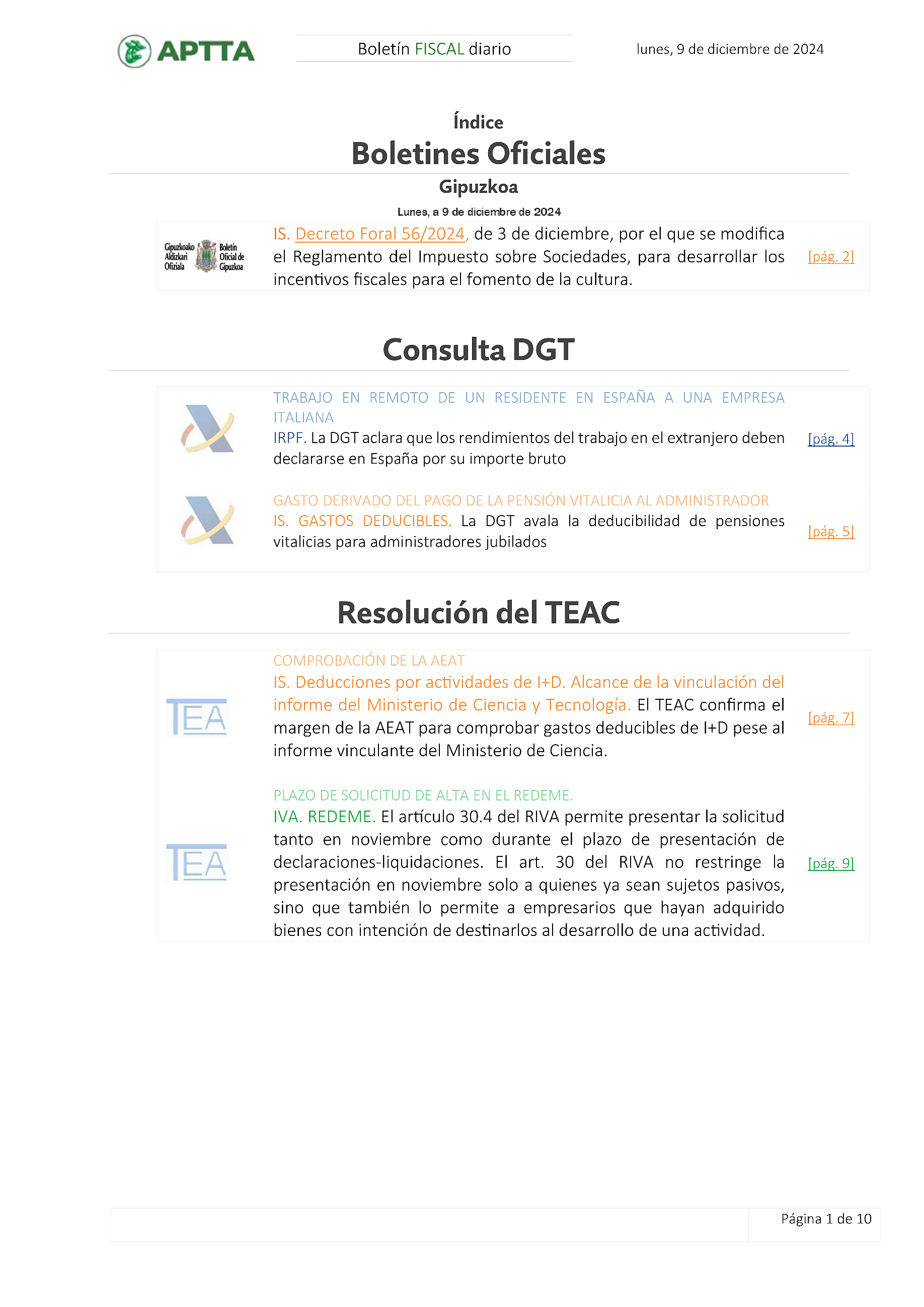 Boletín fiscal 09/12/2024
