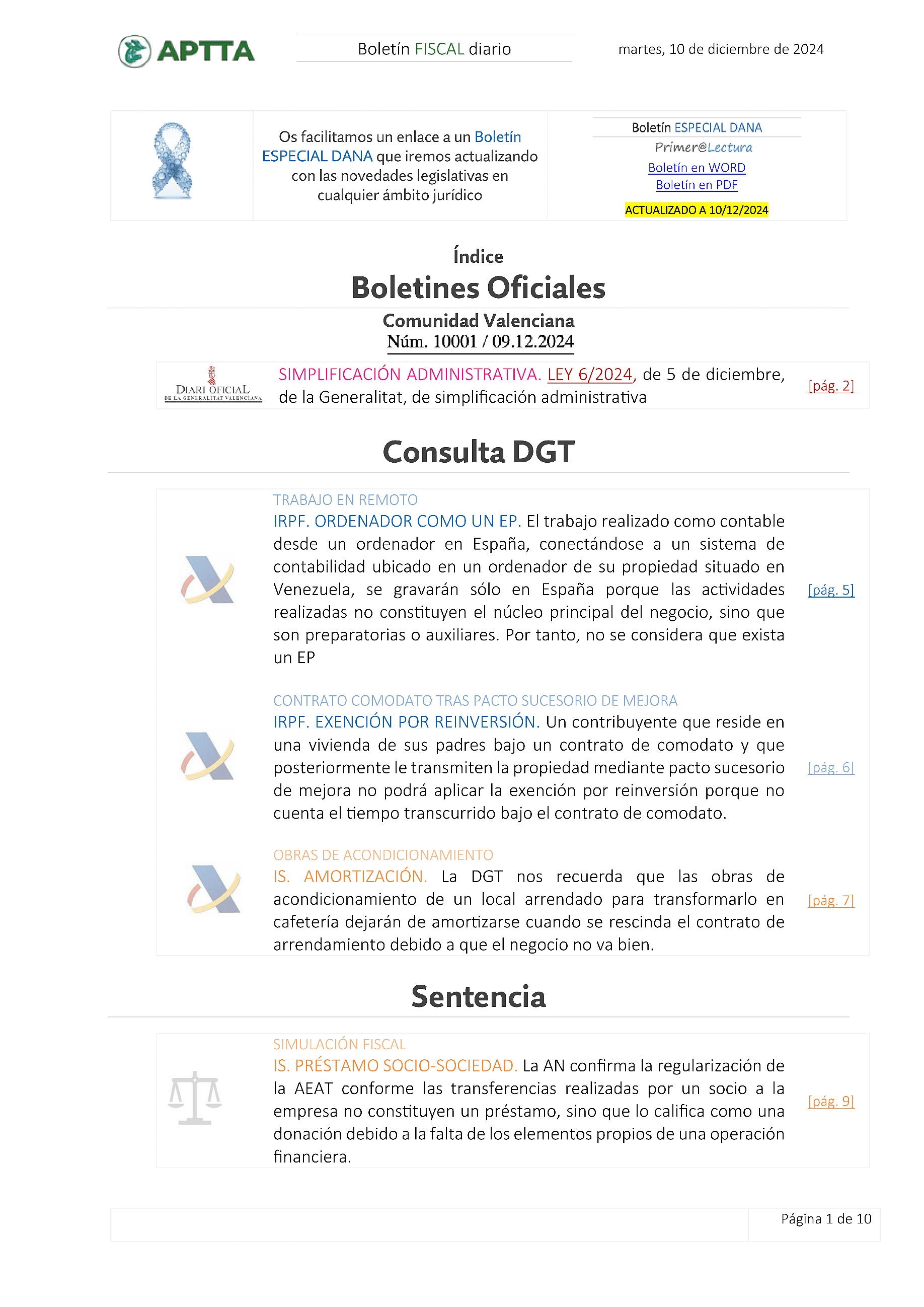 Boletín fiscal 10/12/2024