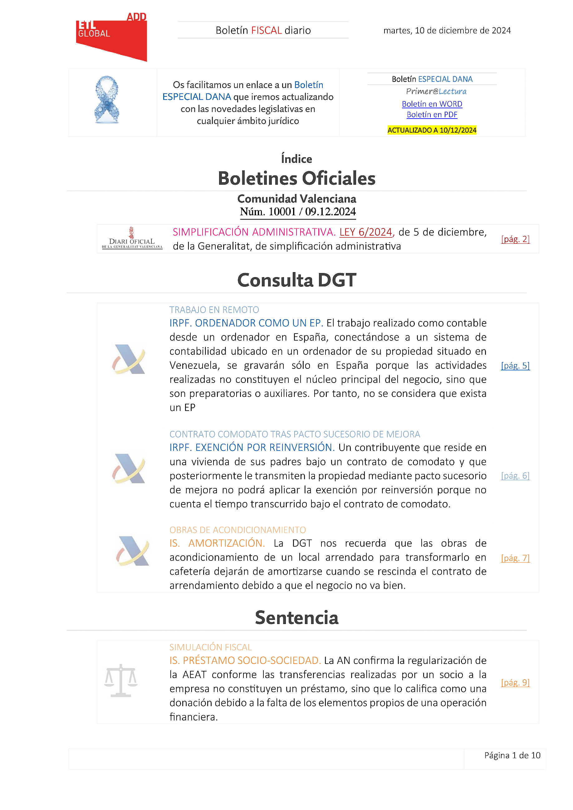 Boletín fiscal 10/12/2024