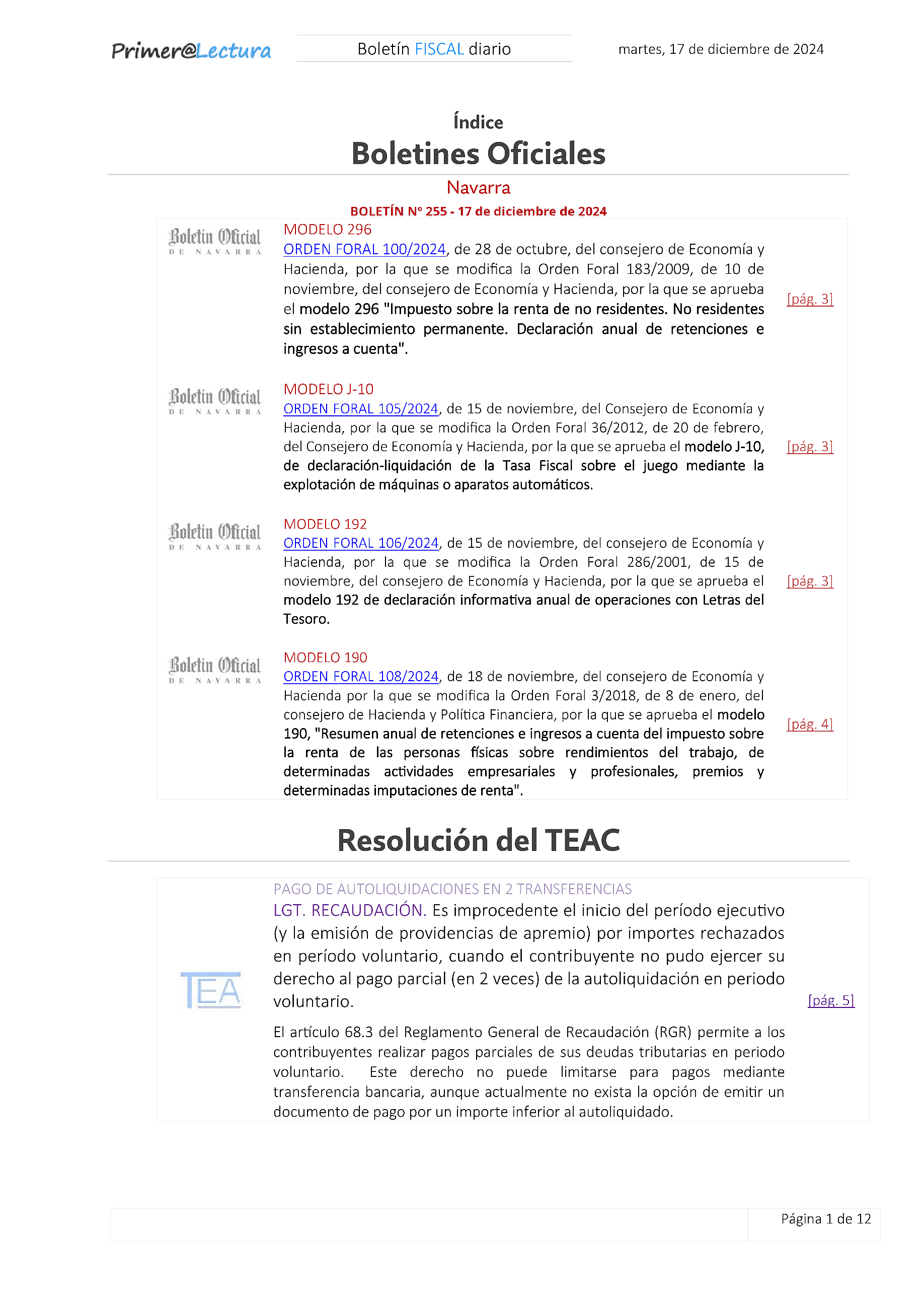 Boletín fiscal 17/12/2024