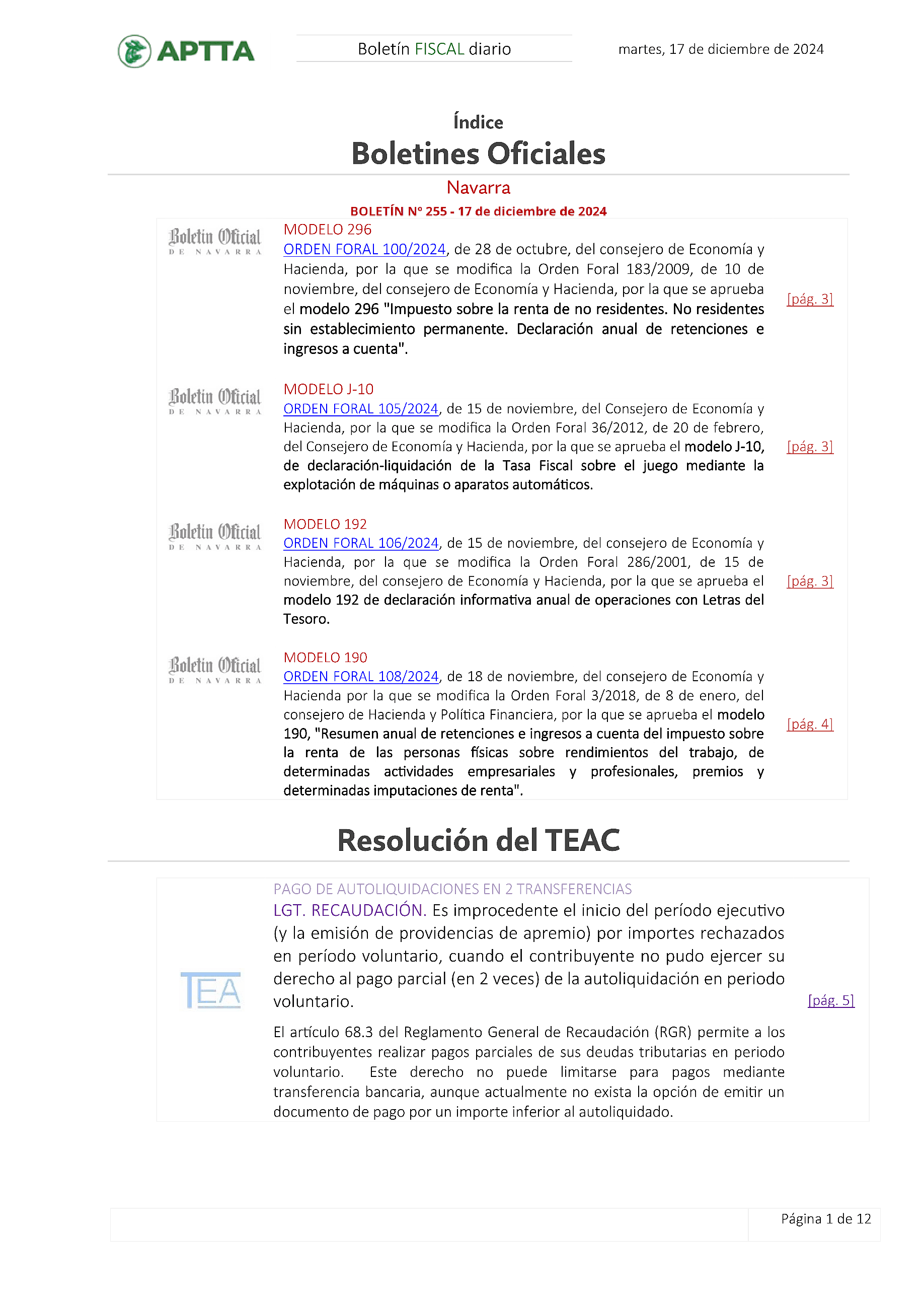 Boletín fiscal 17/12/2024