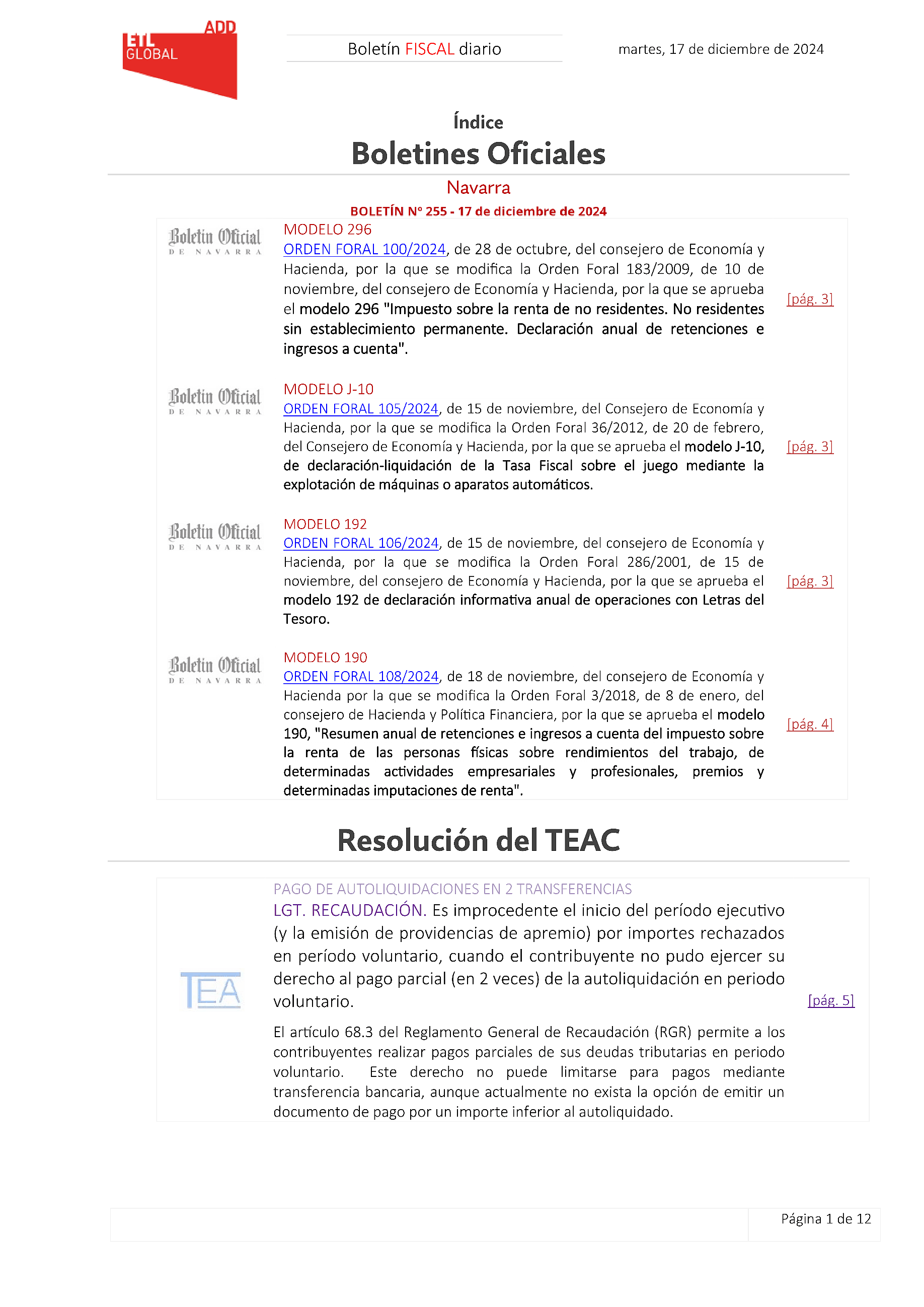 Boletín fiscal 17/12/2024
