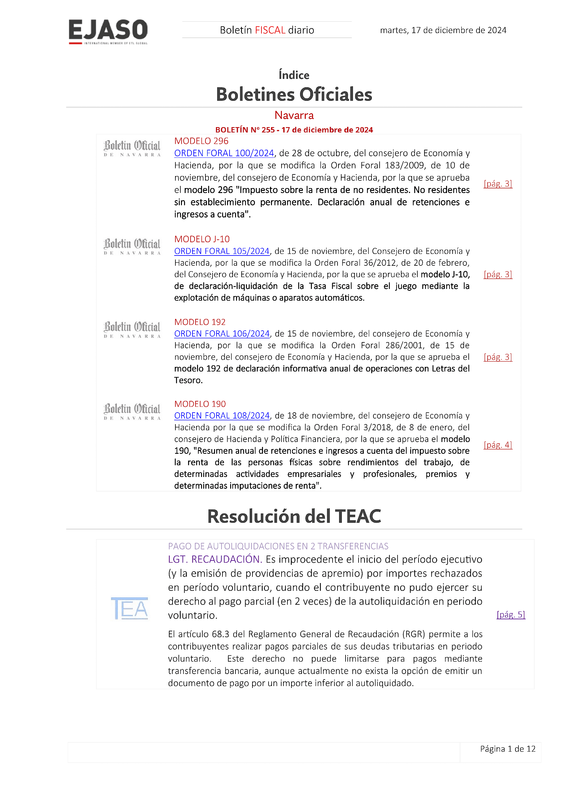 Boletín fiscal 17/12/2024