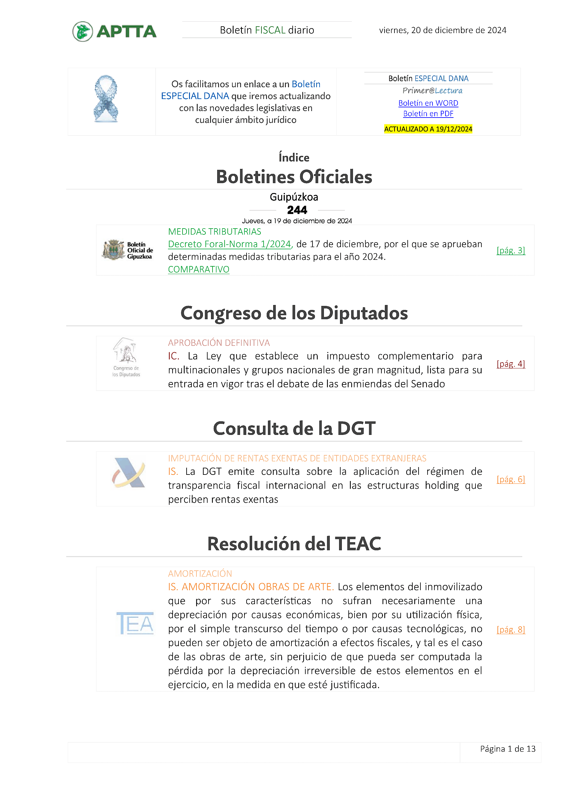Boletín fiscal 20/12/2024