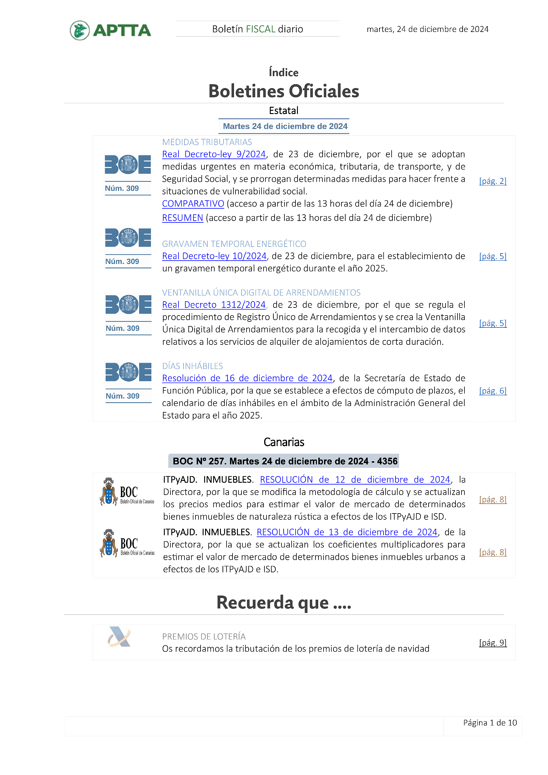 Boletín fiscal 24/12/2024