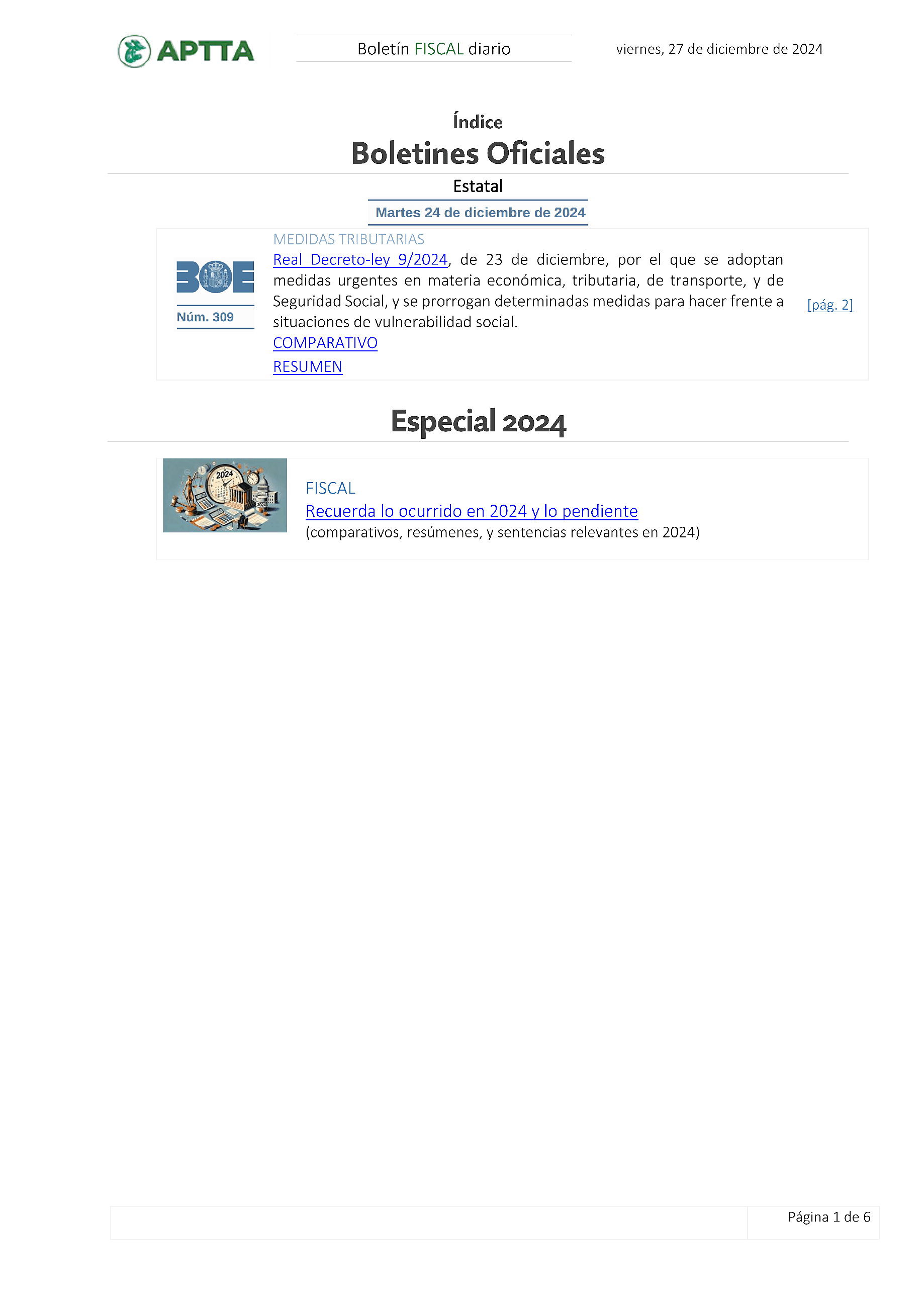Boletín fiscal 27/12/2024