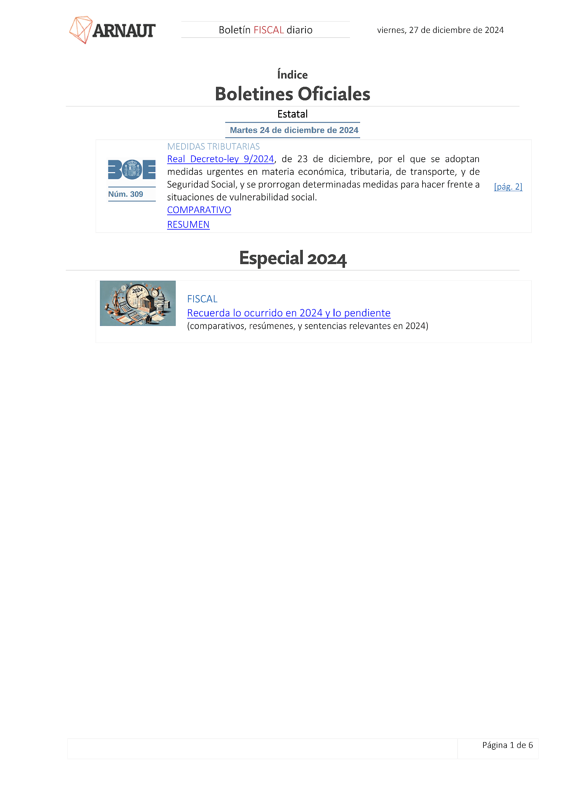Boletín fiscal 27/12/2024
