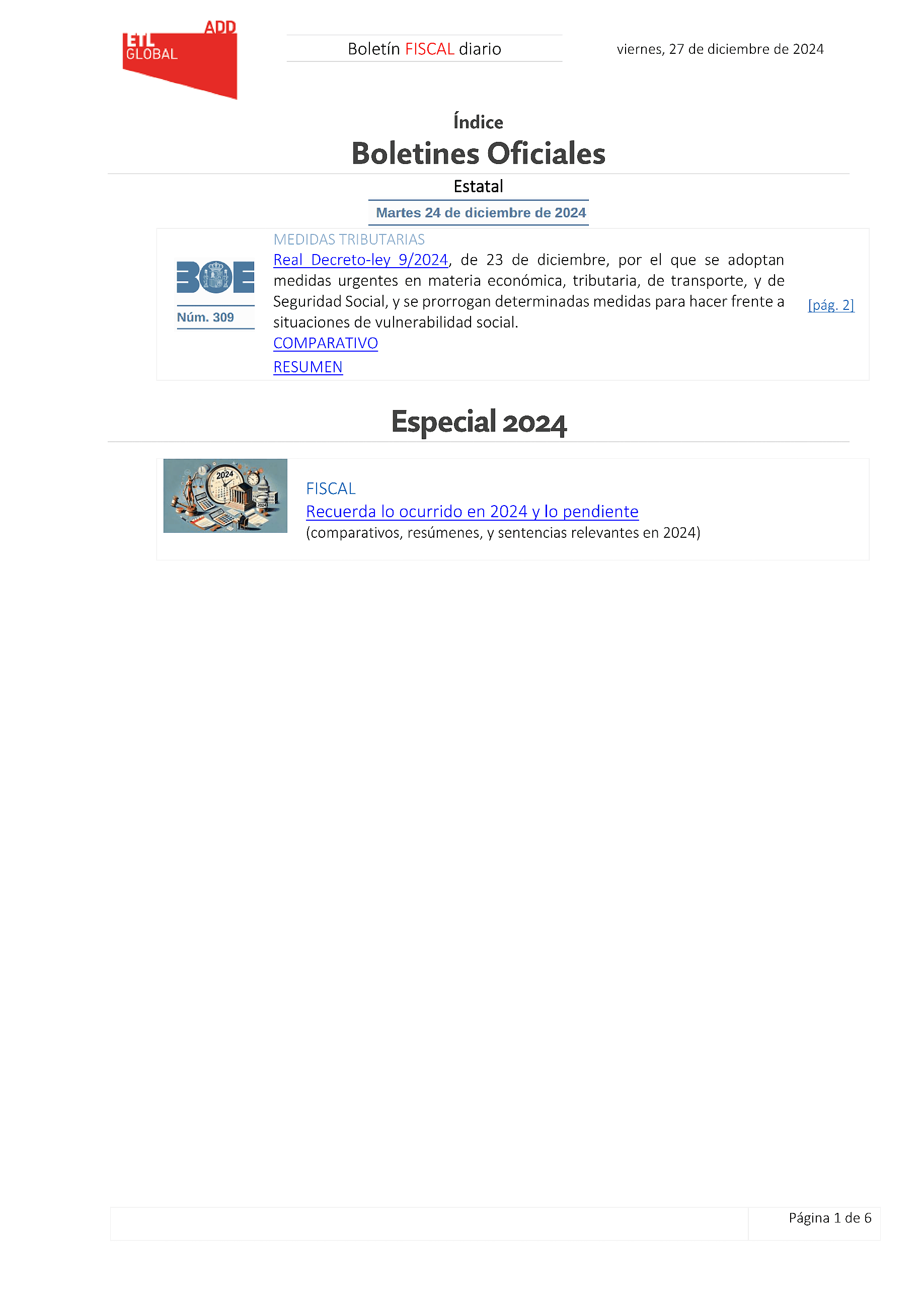 Boletín fiscal 27/12/2024