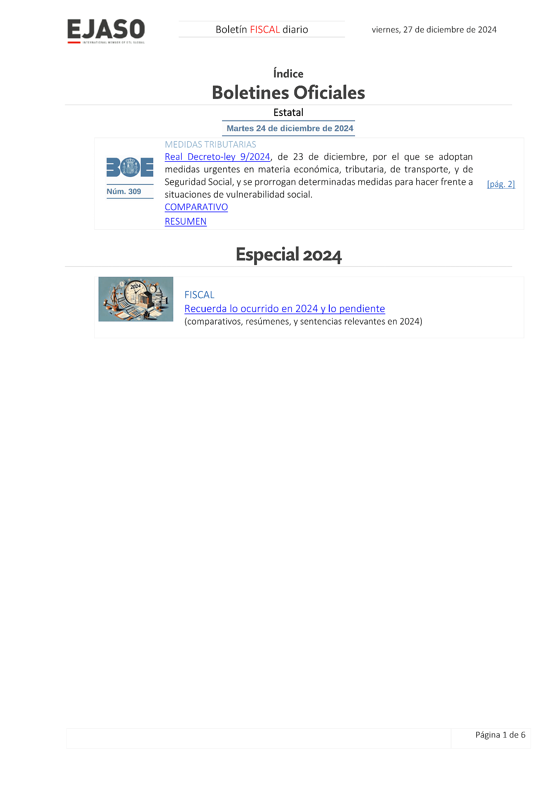 Boletín fiscal 27/12/2024