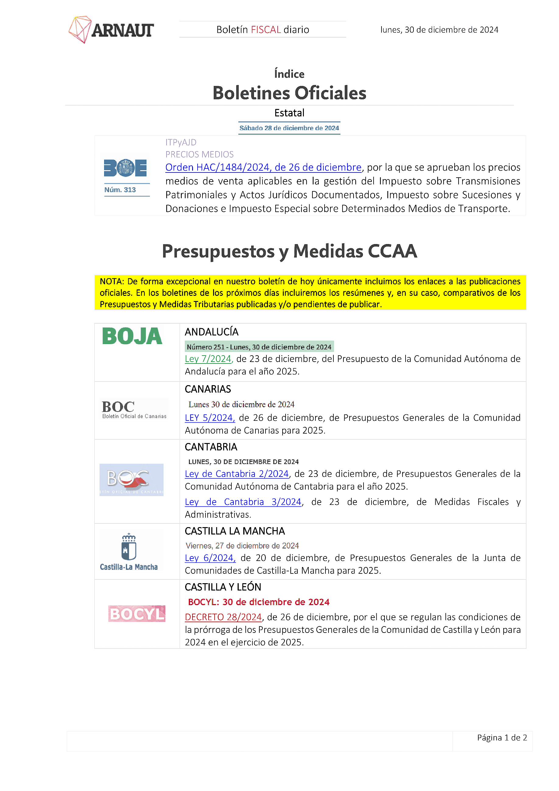 Boletín fiscal 30/12/2024