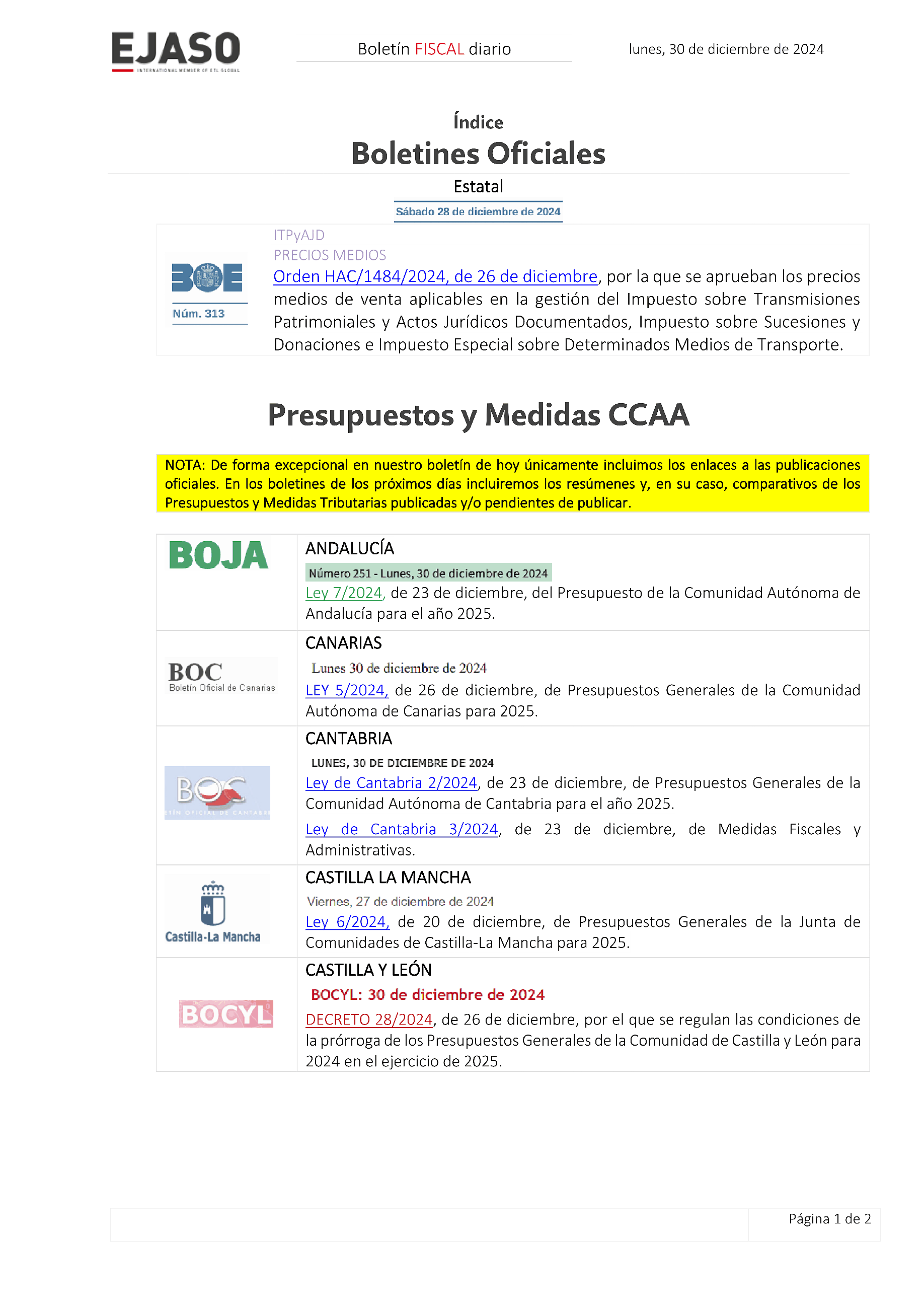 Boletín fiscal 30/12/2024