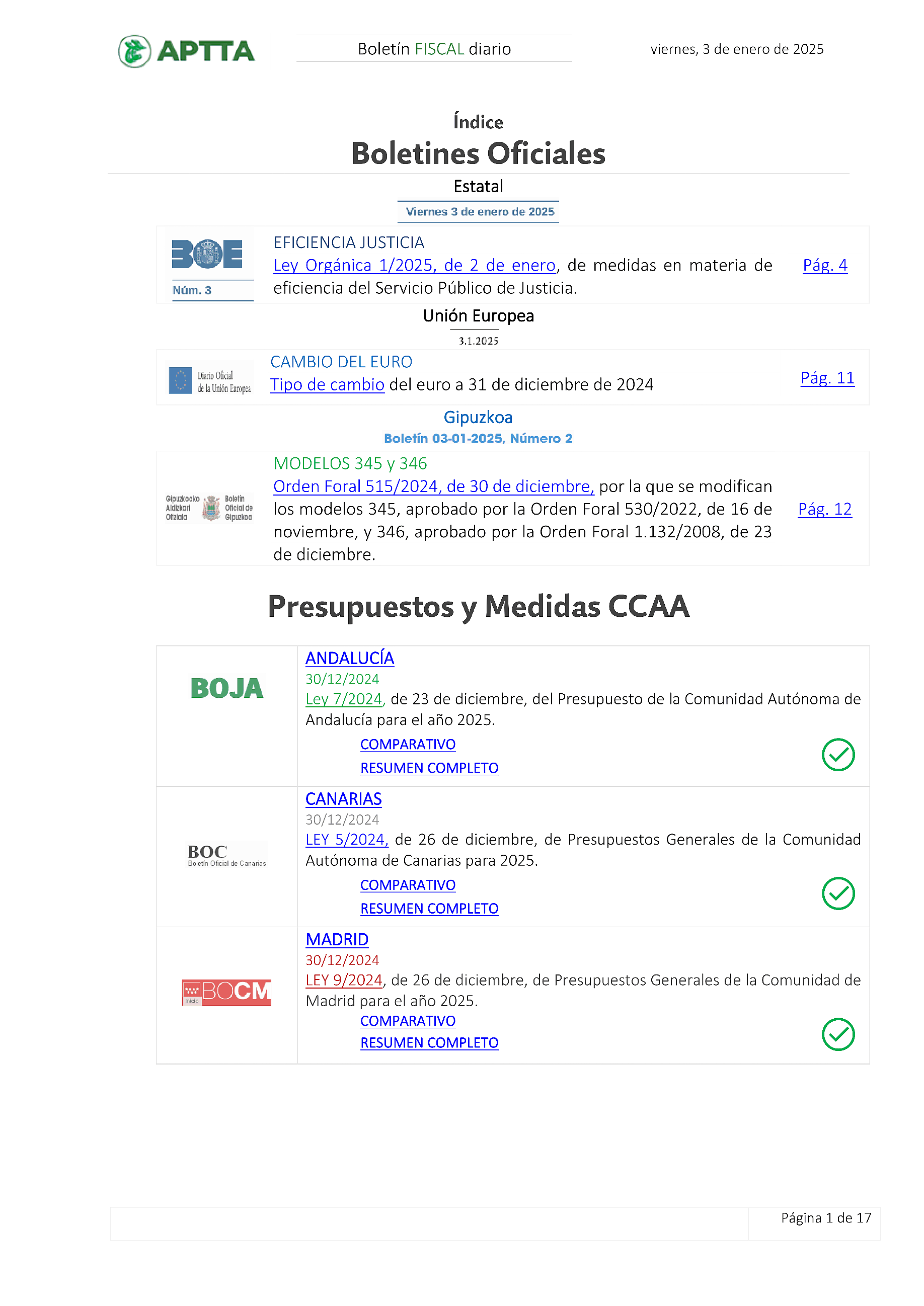 Boletín fiscal 03/01/2025