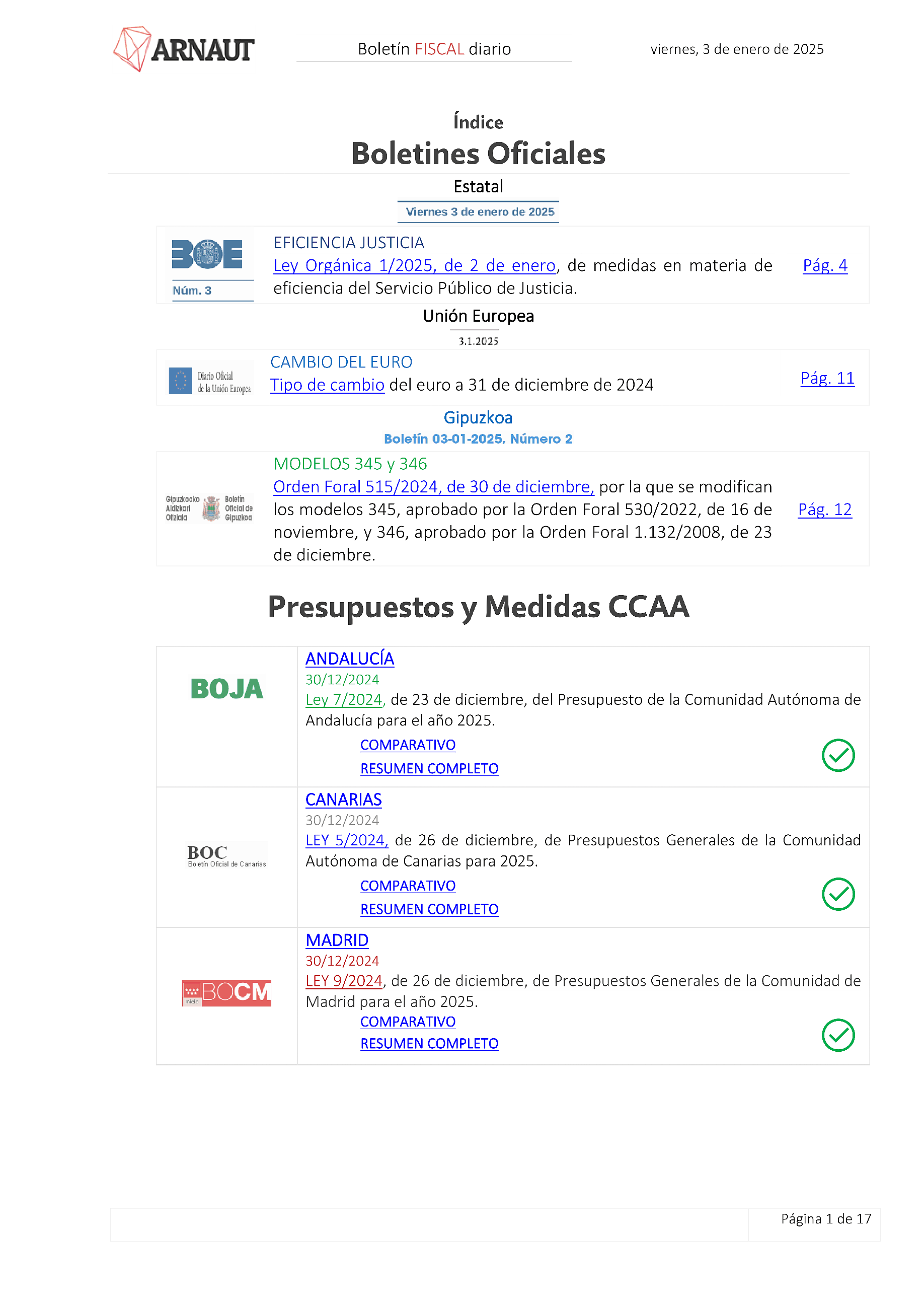 Boletín fiscal 03/01/2025