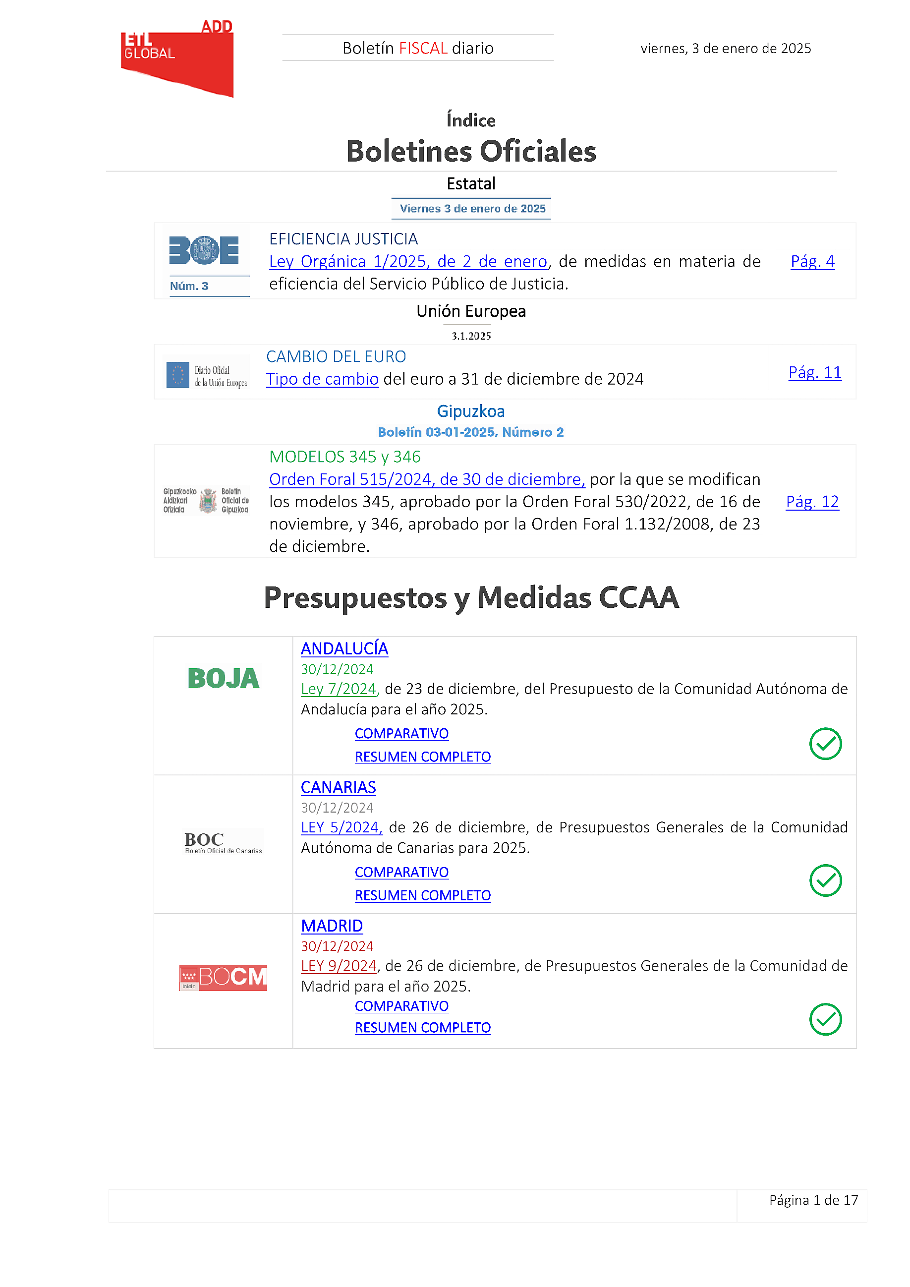 Boletín fiscal 03/01/2025