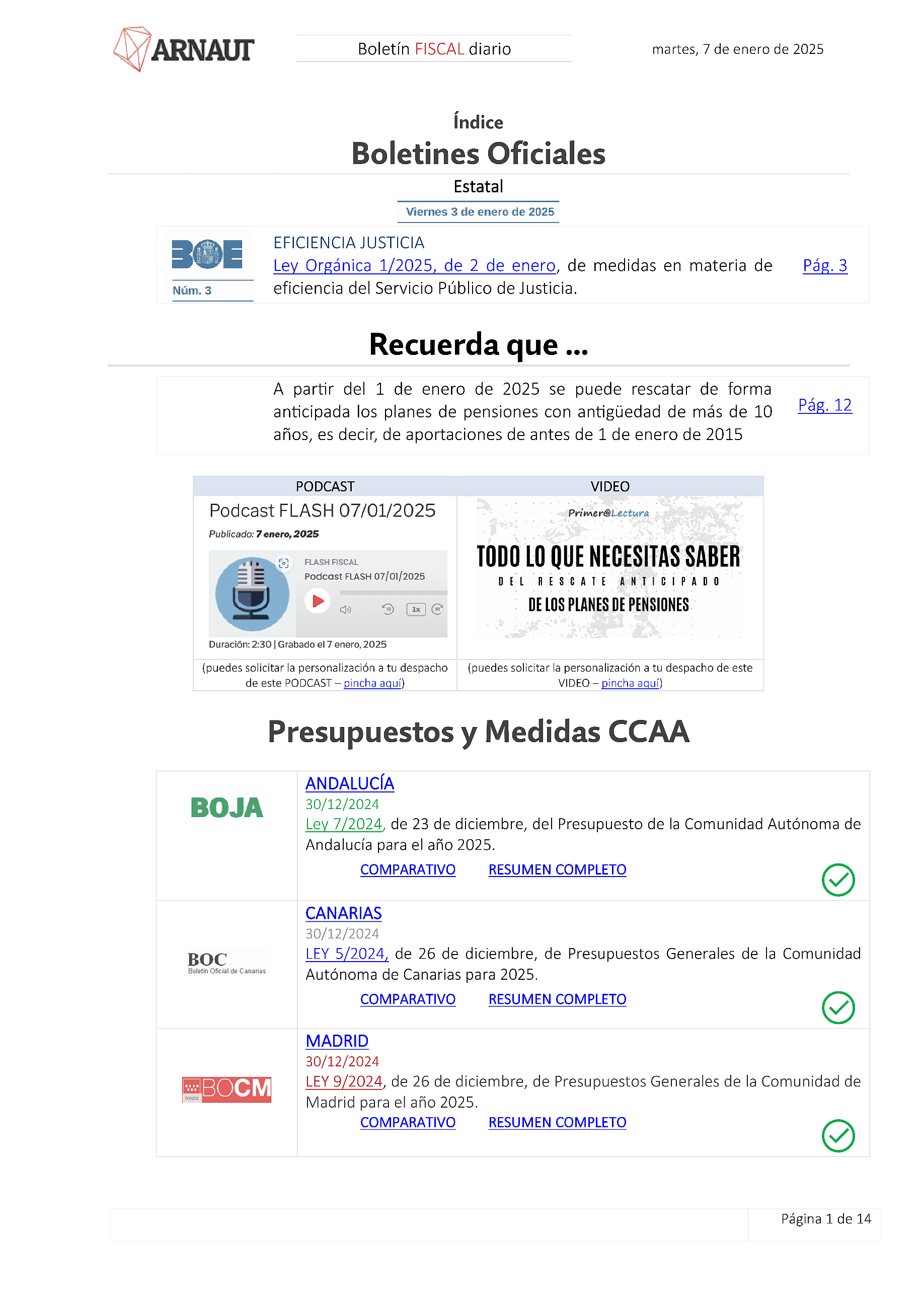 Boletín fiscal 07/01/2025