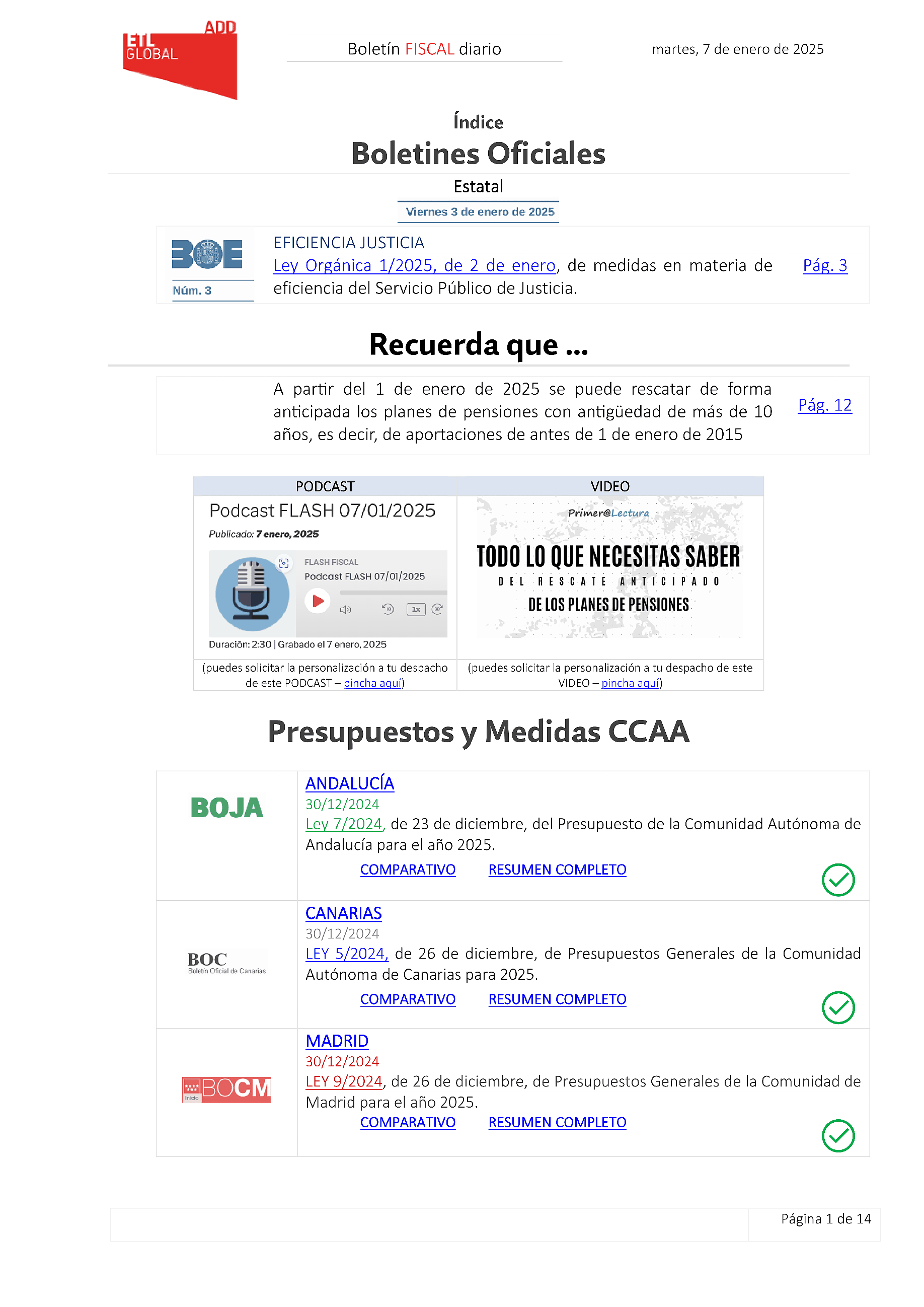 Boletín fiscal 07/01/2025