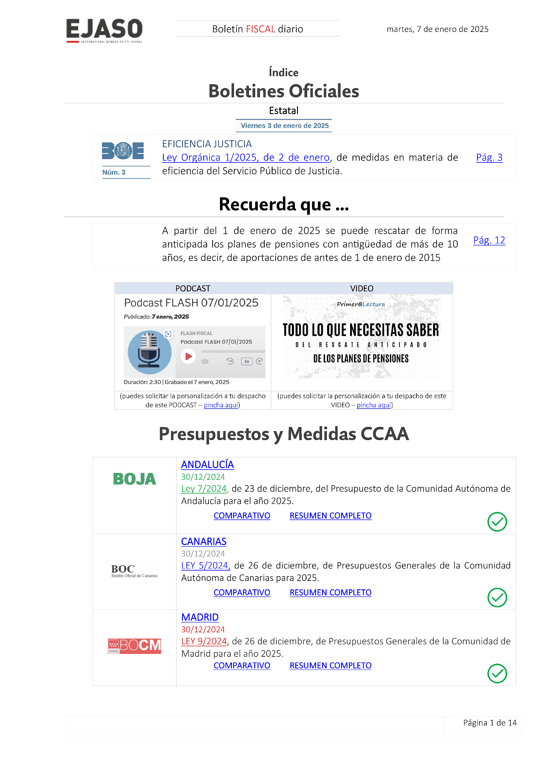 Boletín fiscal 07/01/2025