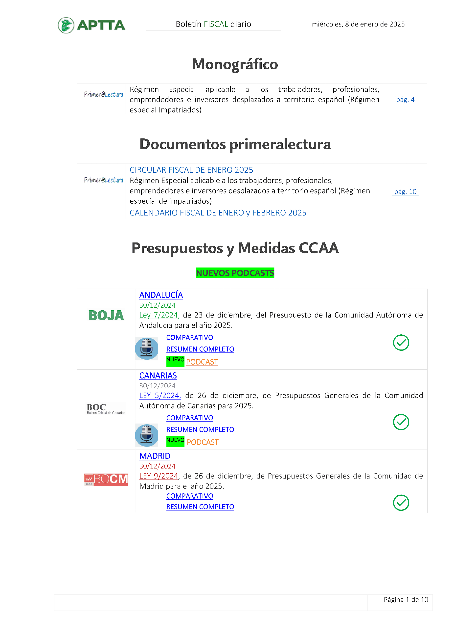 Boletín fiscal 08/01/2025