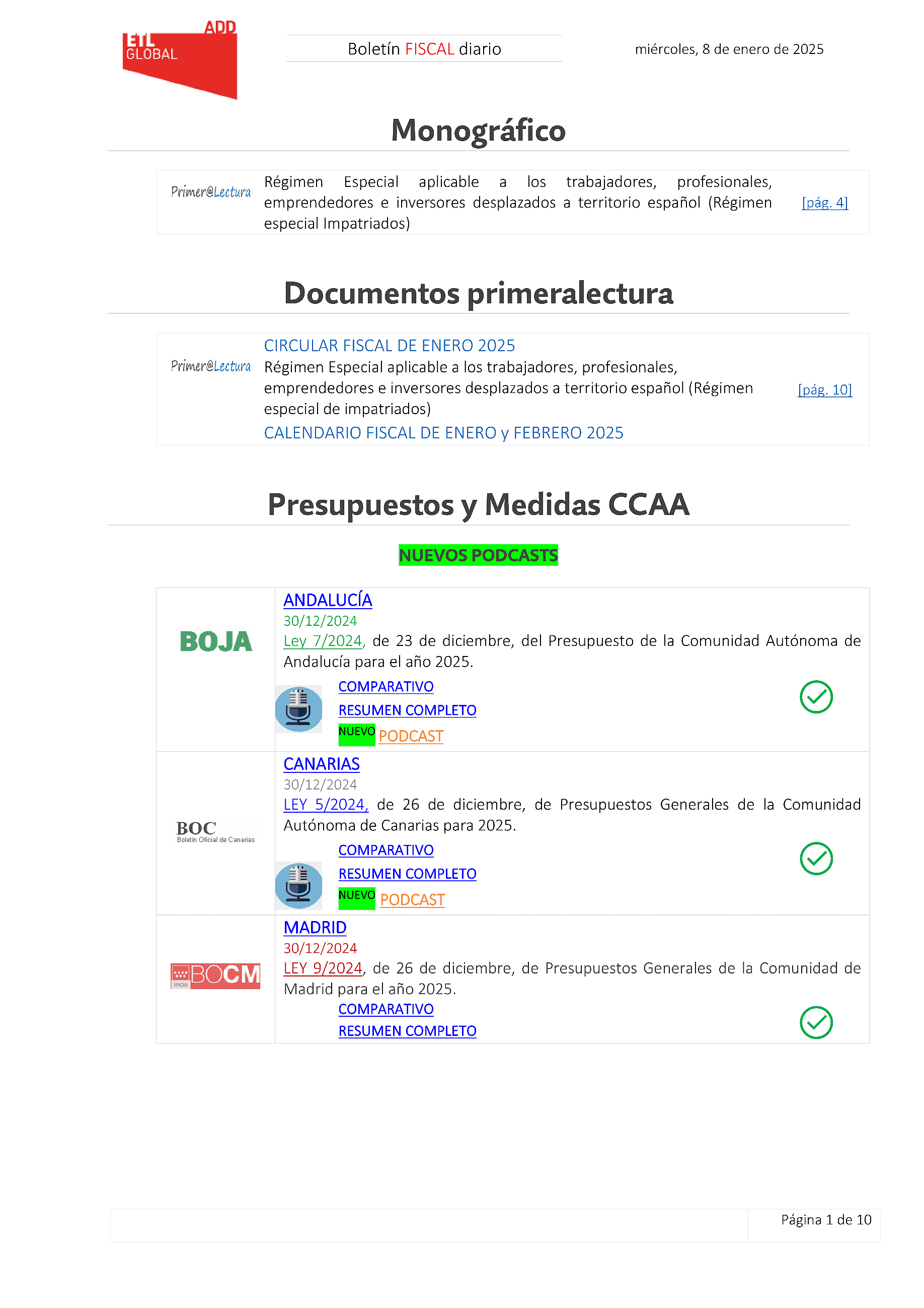 Boletín fiscal 08/01/2025