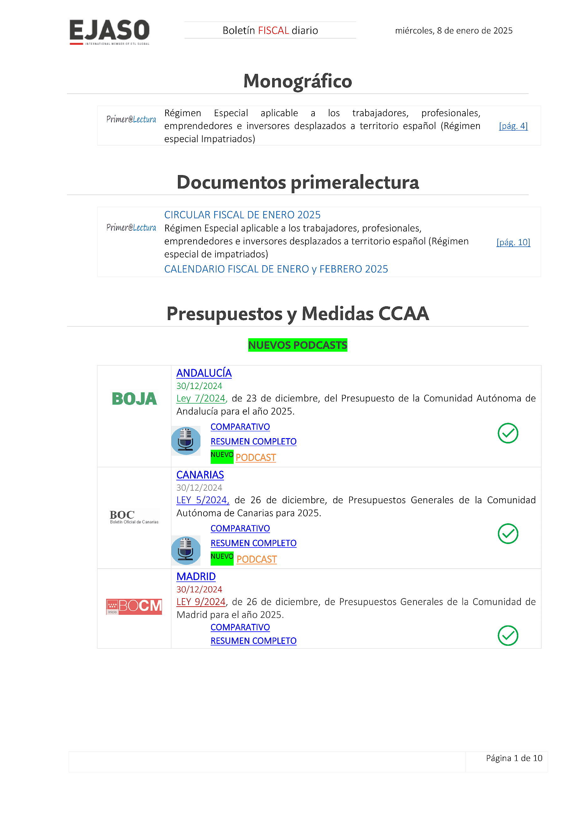 Boletín fiscal 08/01/2025