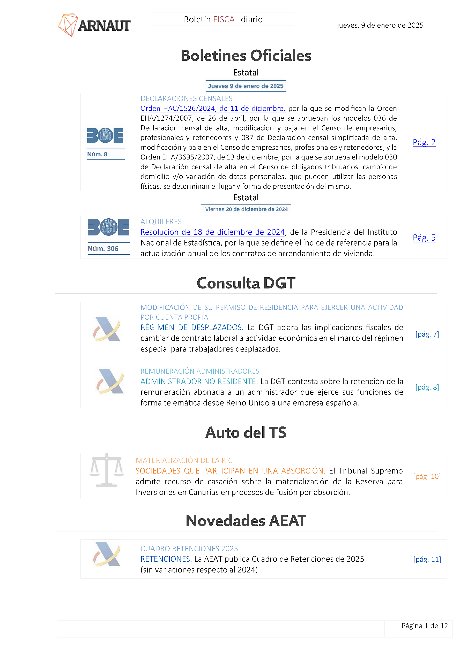 Boletín fiscal 09/01/2025