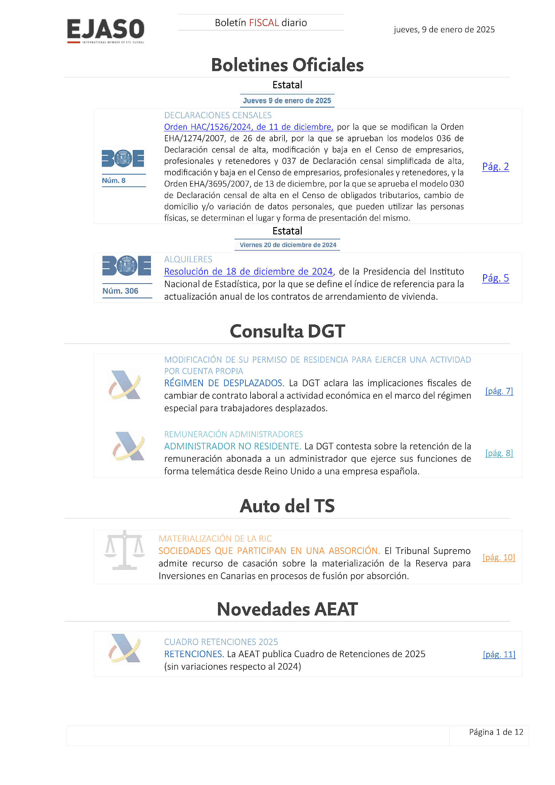 Boletín fiscal 09/01/2025