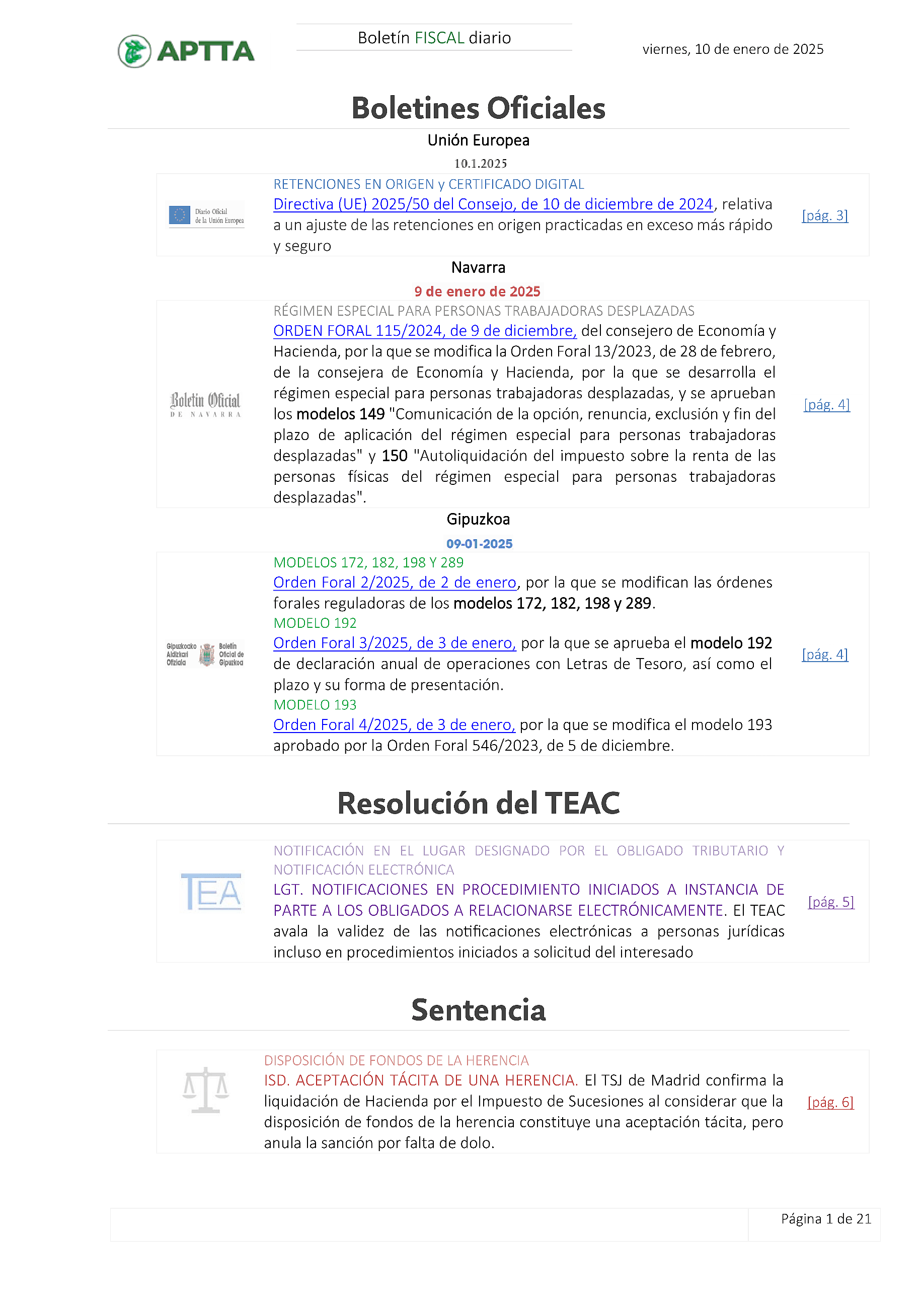 Boletín fiscal 10/01/2025