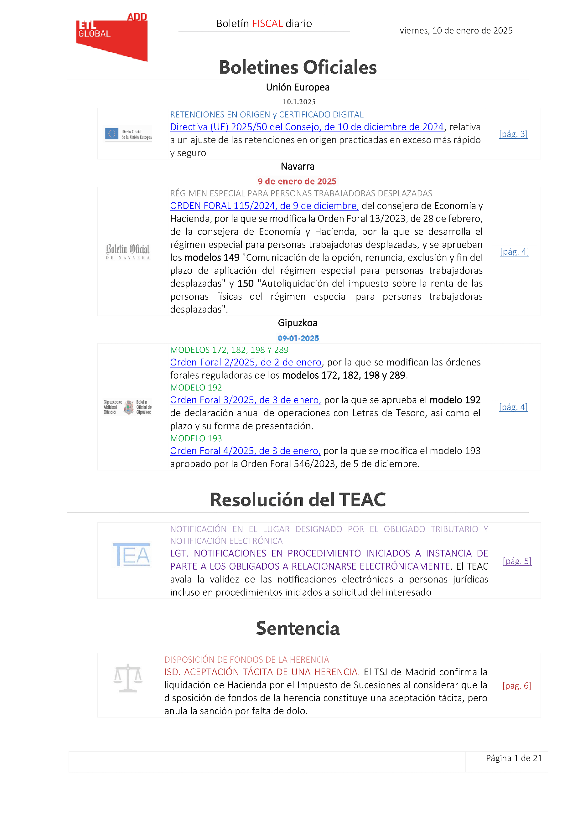 Boletín fiscal 10/01/2025