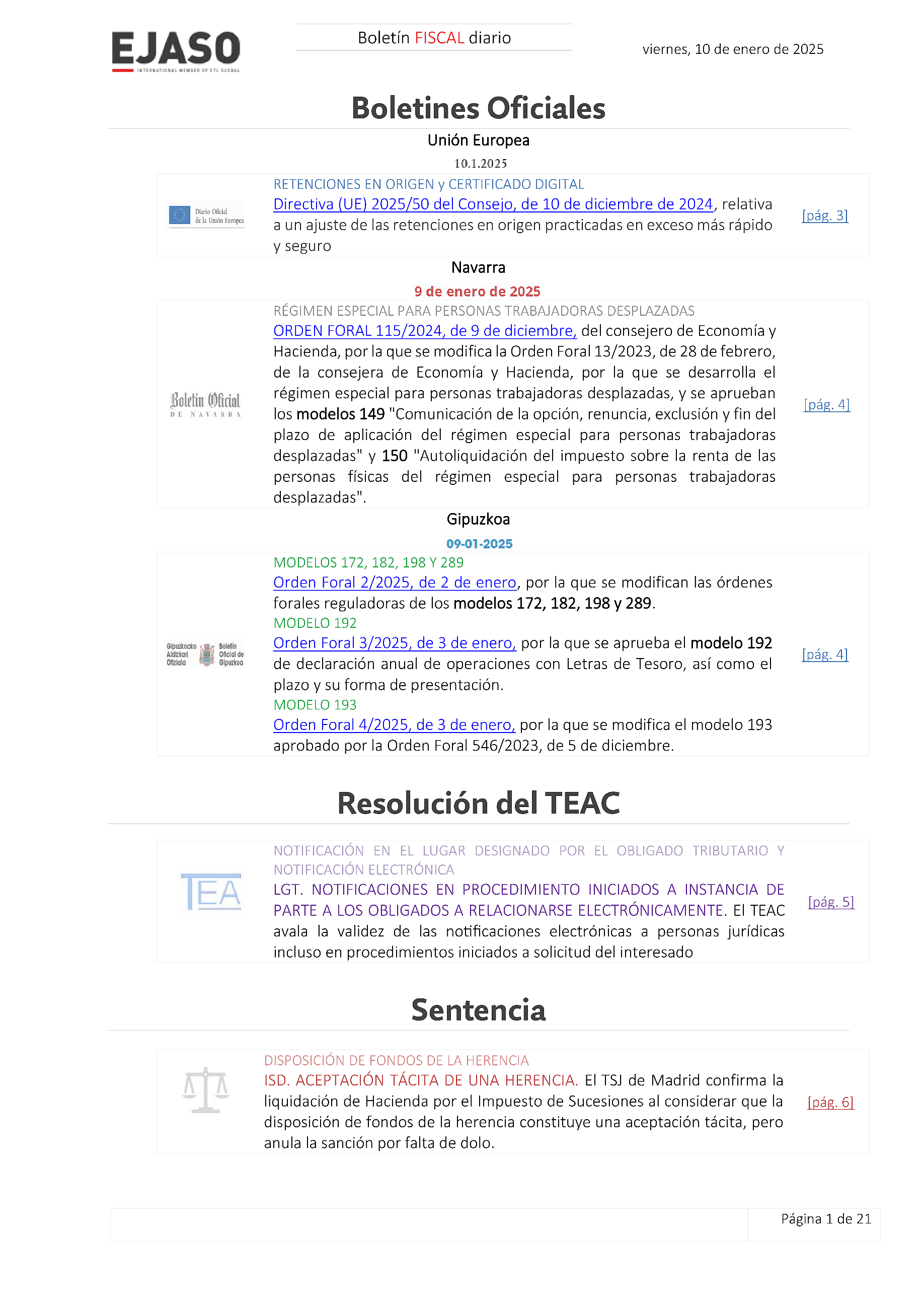 Boletín fiscal 10/01/2025