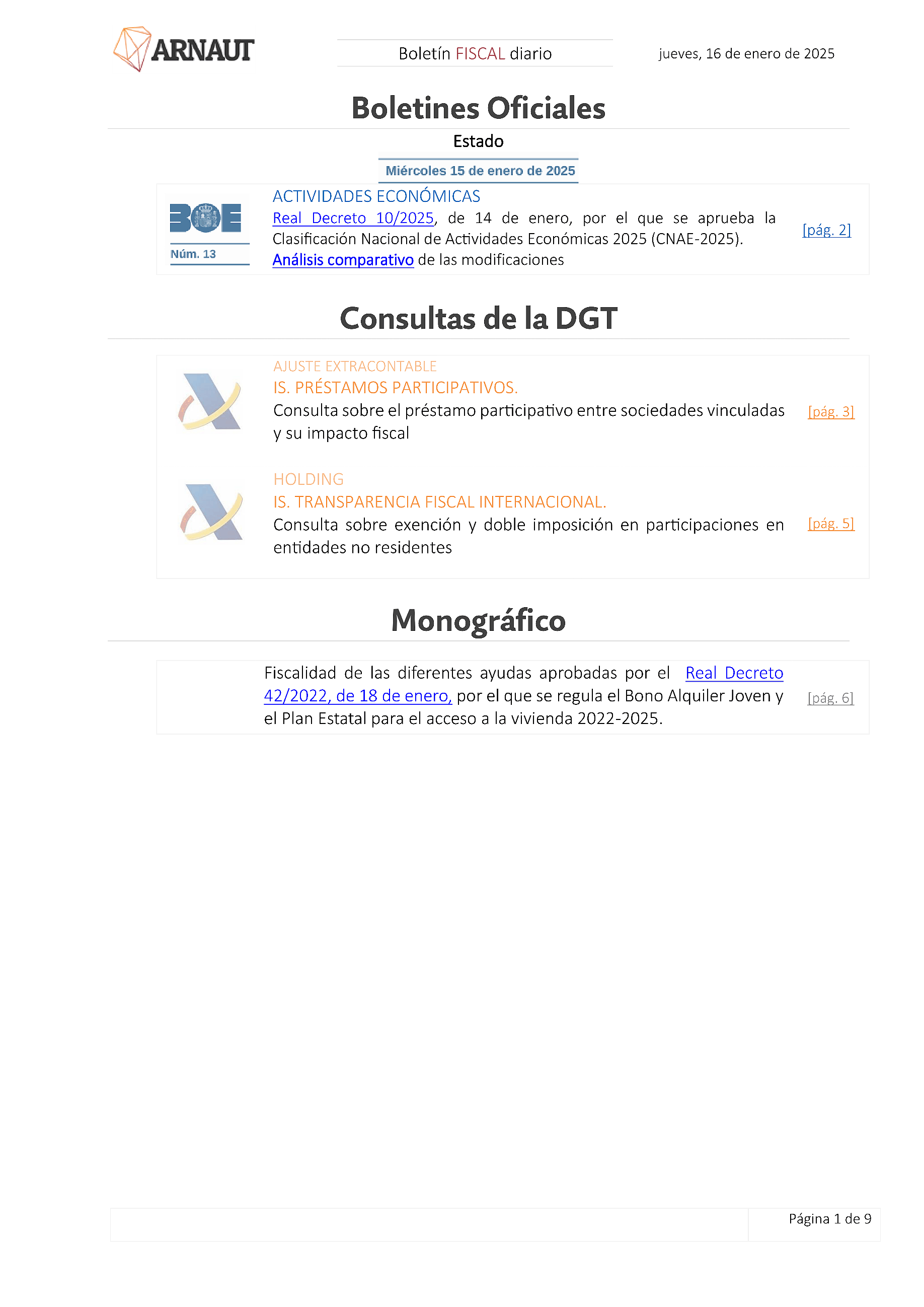 Boletín fiscal 16/01/2025