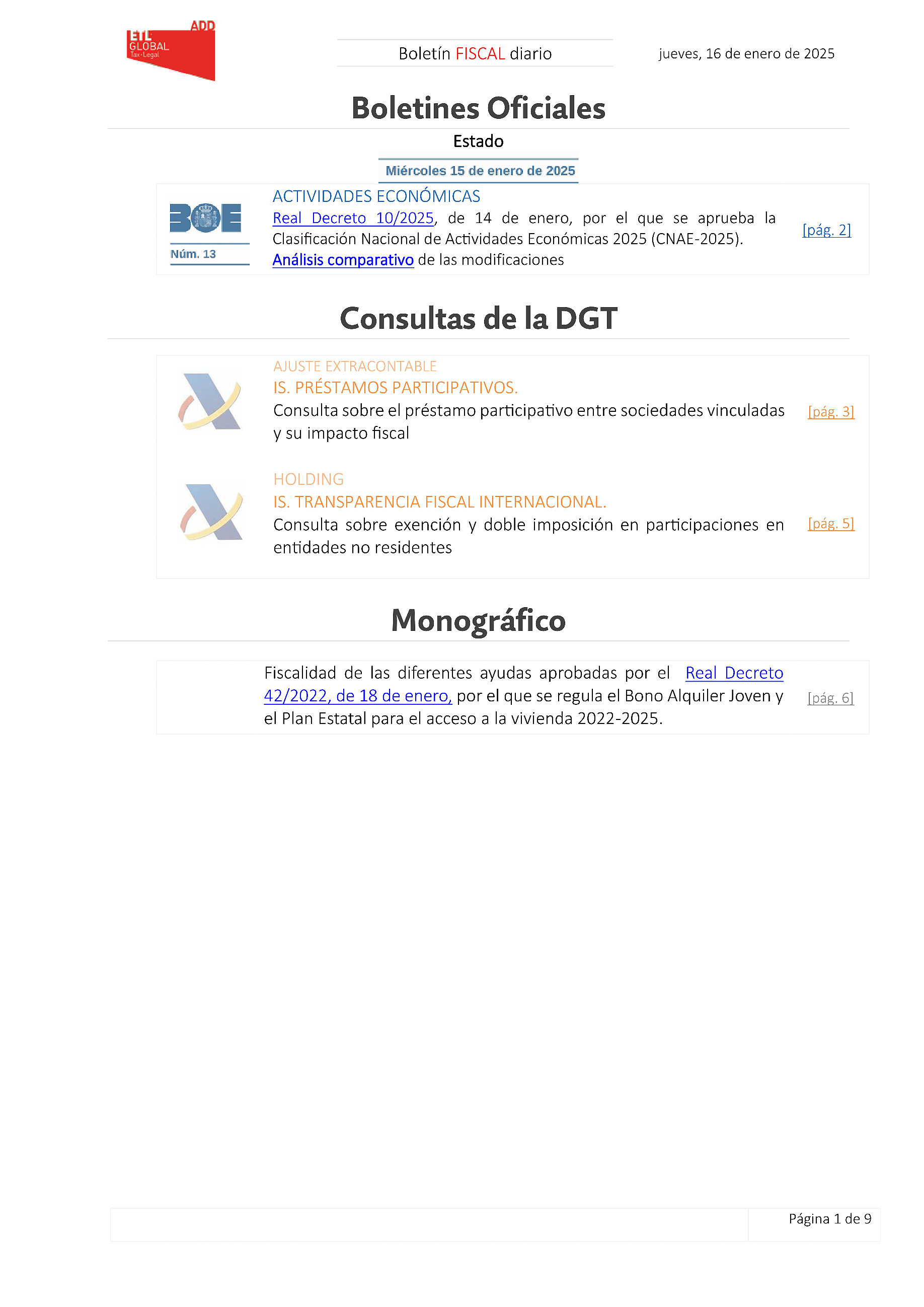 Boletín fiscal 16/01/2025