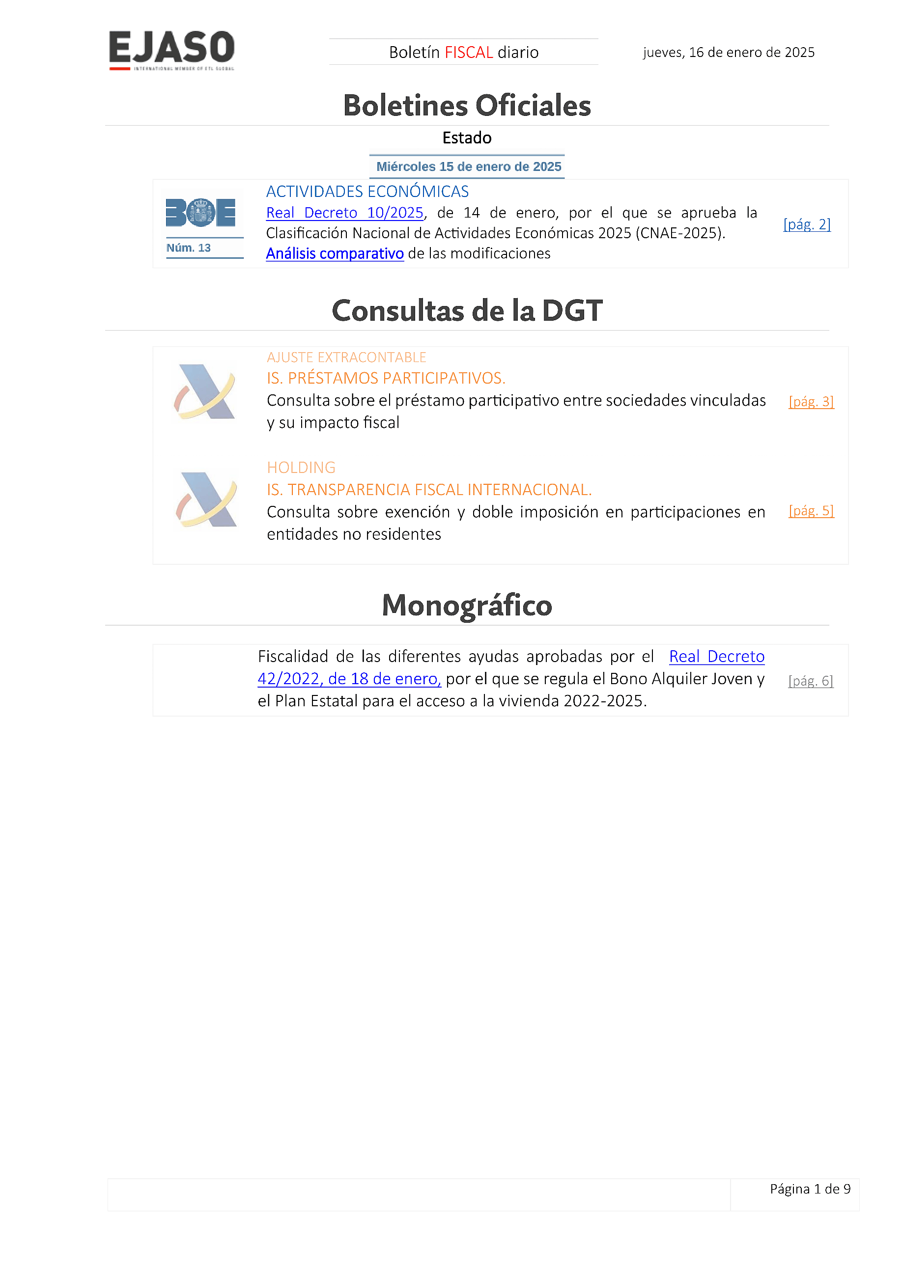 Boletín fiscal 16/01/2025