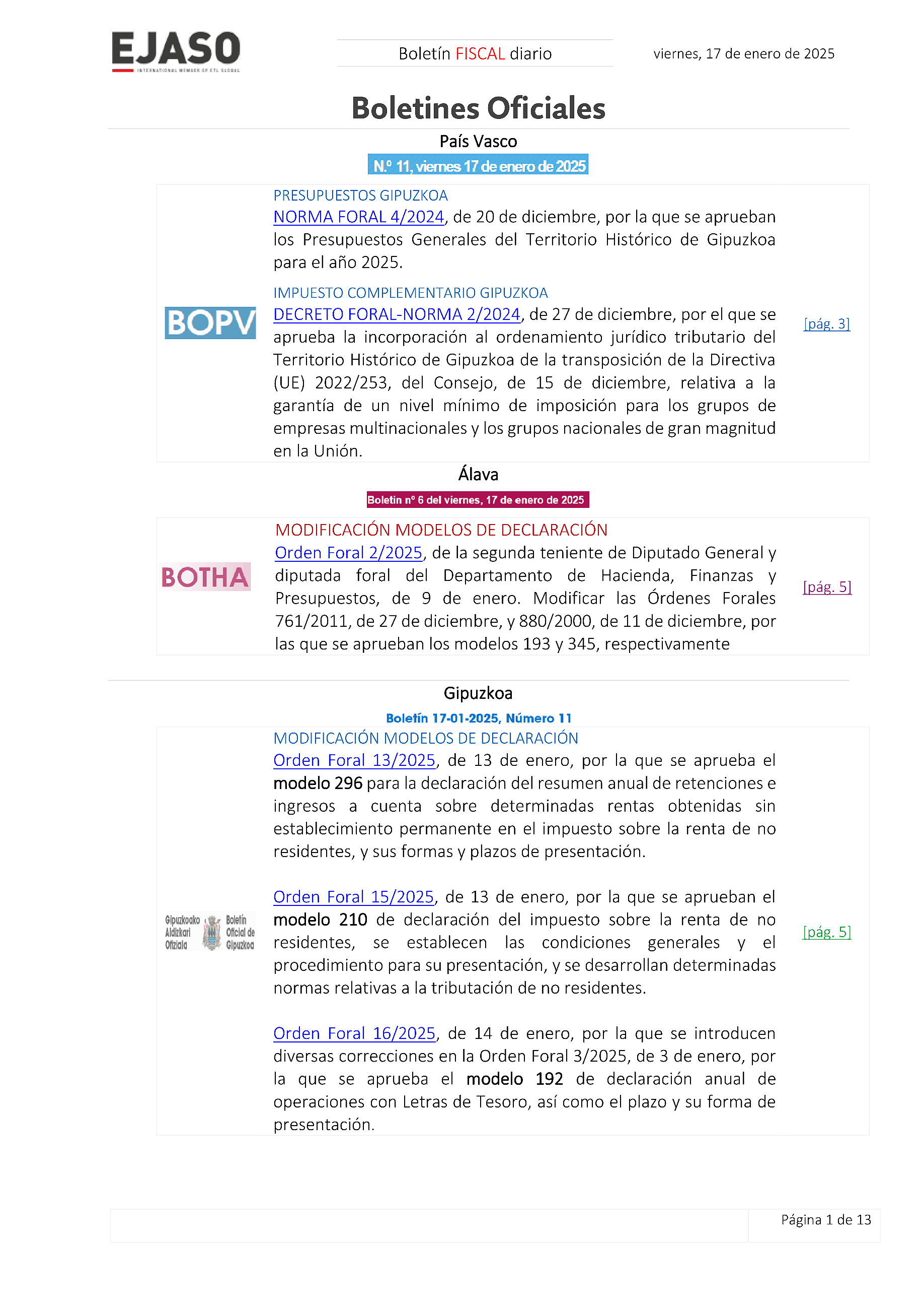 Boletín fiscal 17/01/2025