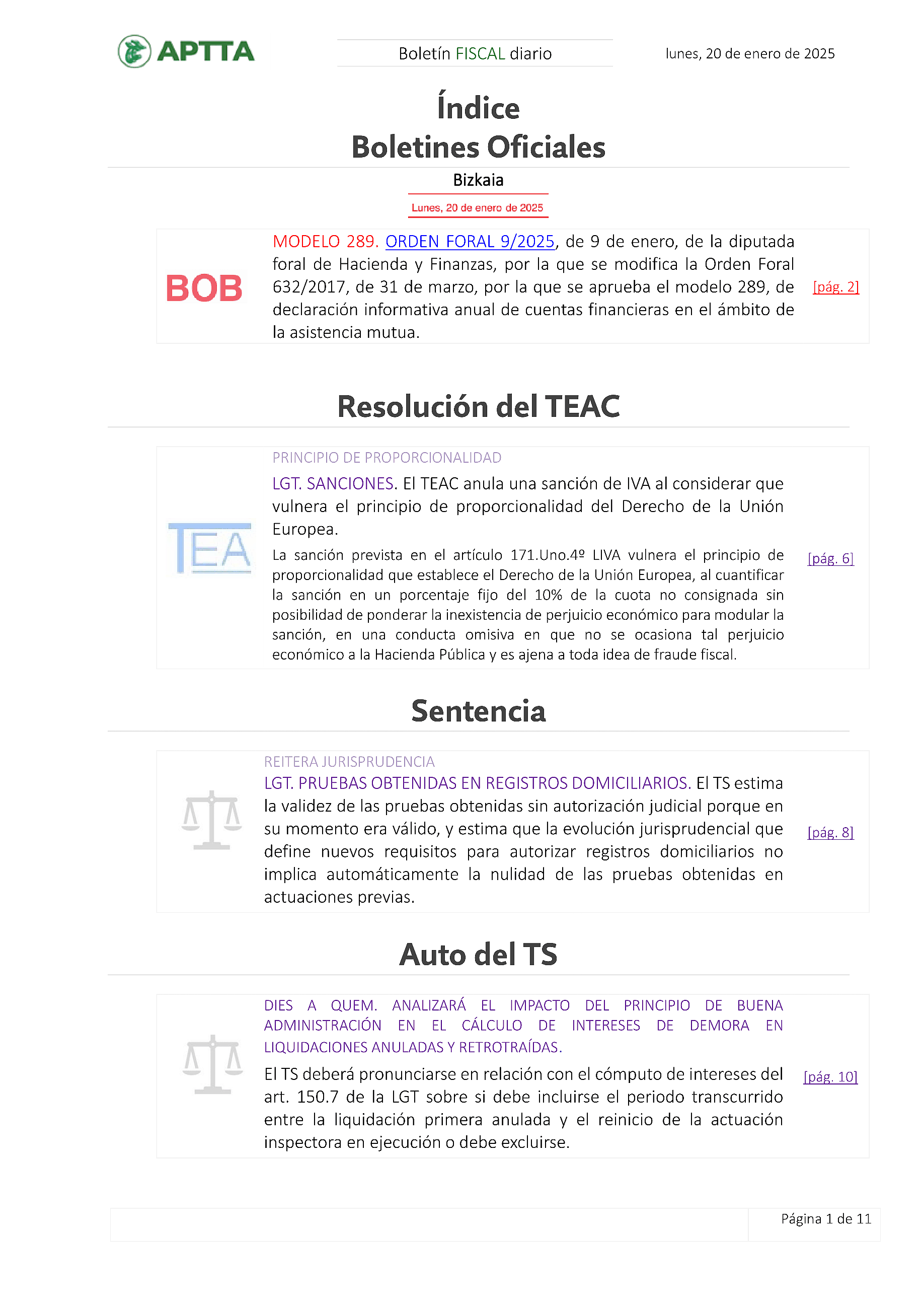 Boletín fiscal 20/01/2025