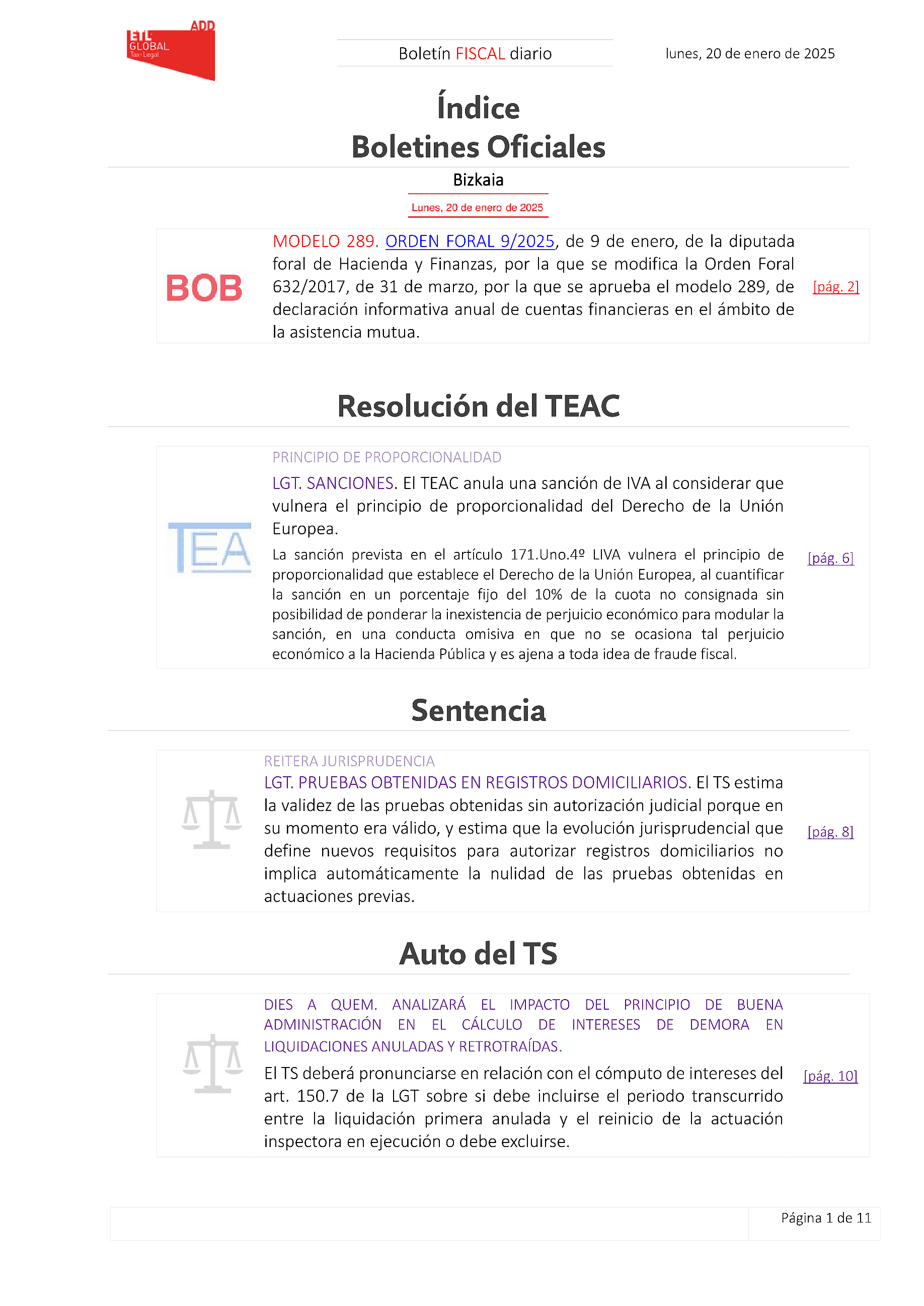 Boletín fiscal 20/01/2025