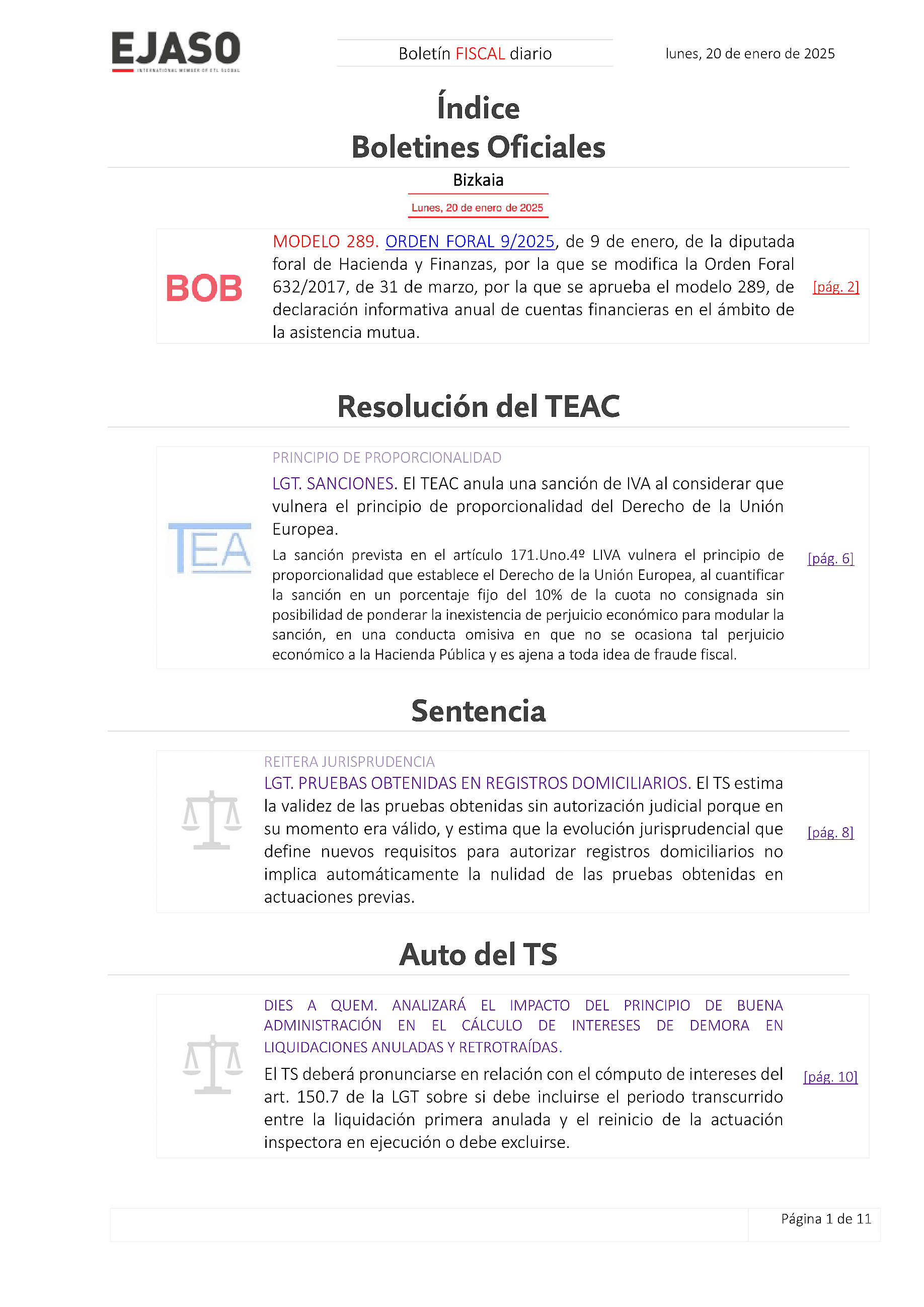 Boletín fiscal 20/01/2025