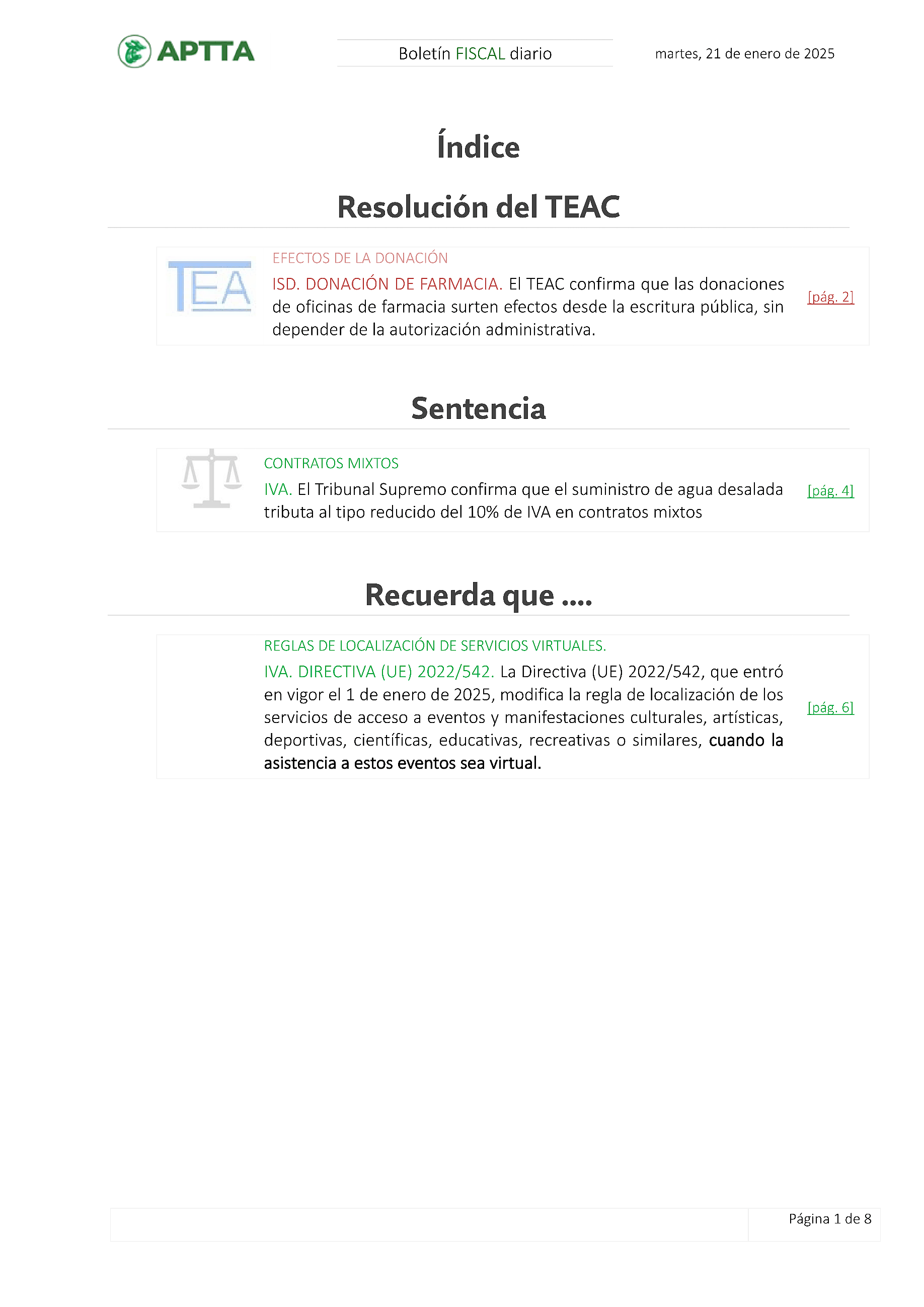 Boletín fiscal 21/01/2025