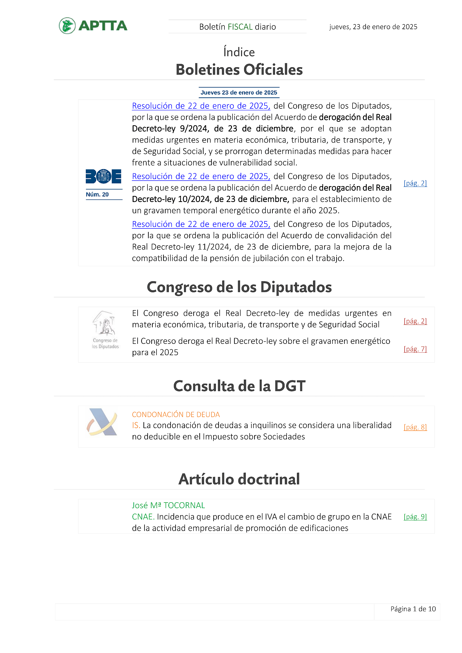 Boletín fiscal 23/01/2025