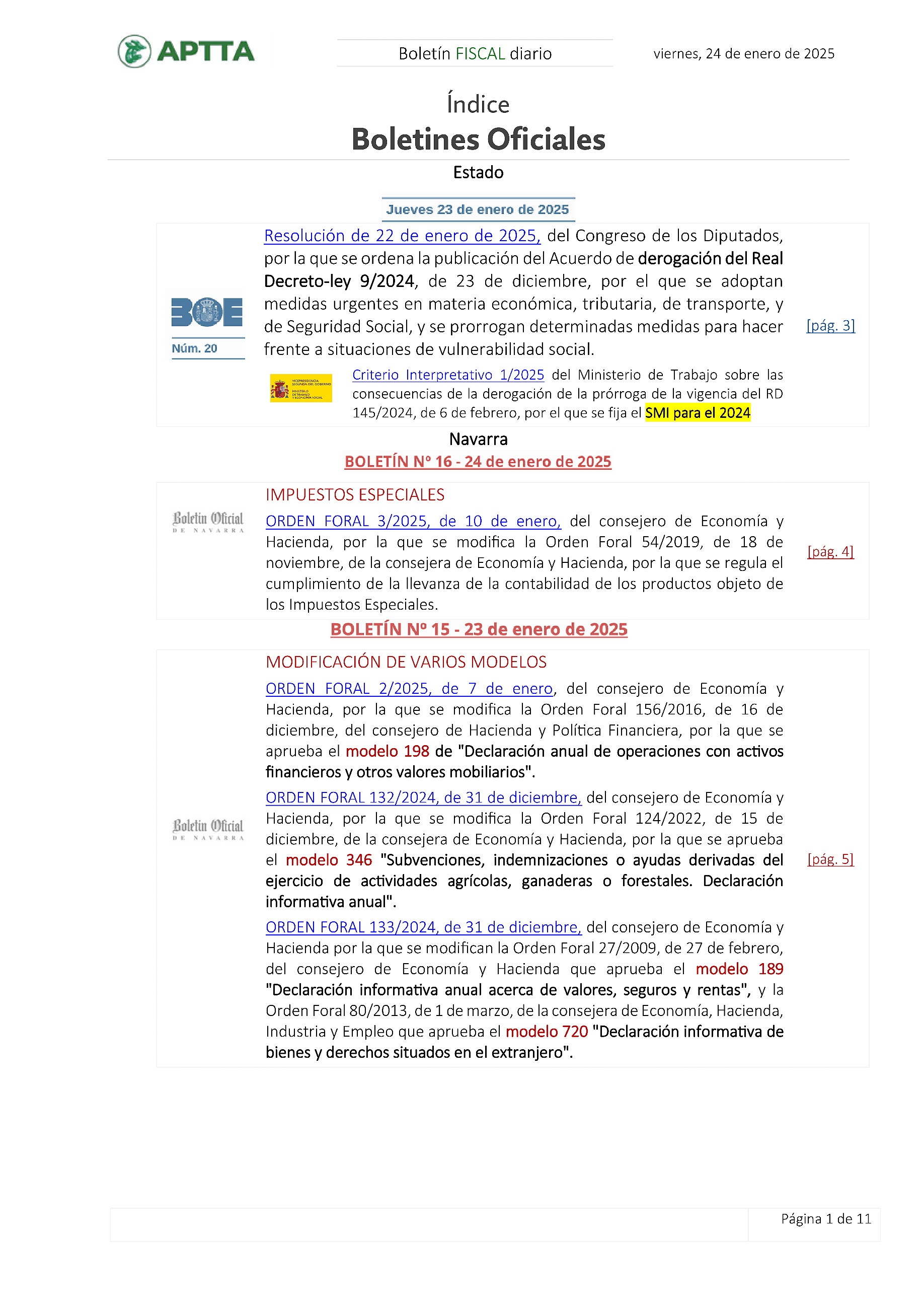 Boletín fiscal 24/01/2025