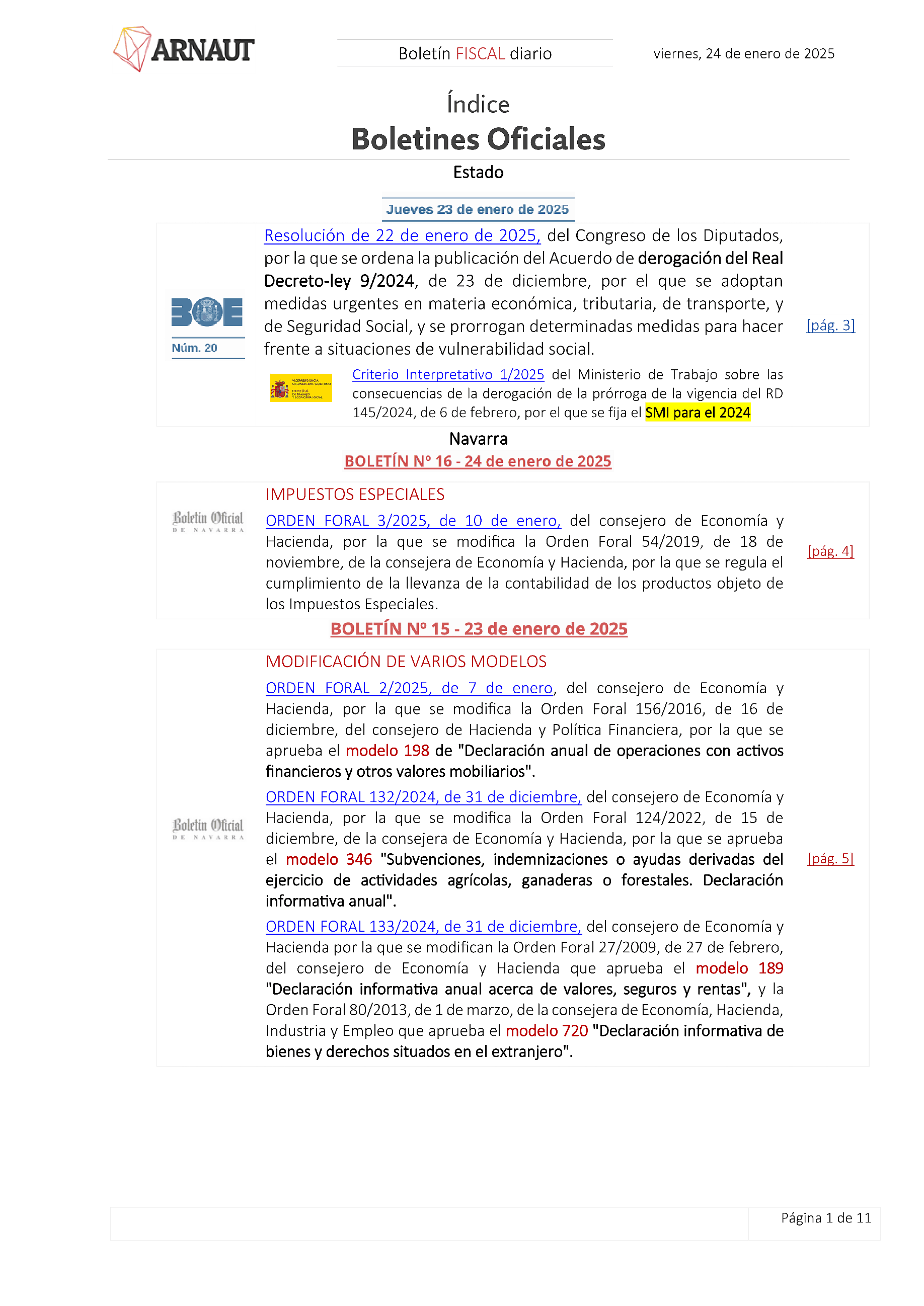 Boletín fiscal 24/01/2025