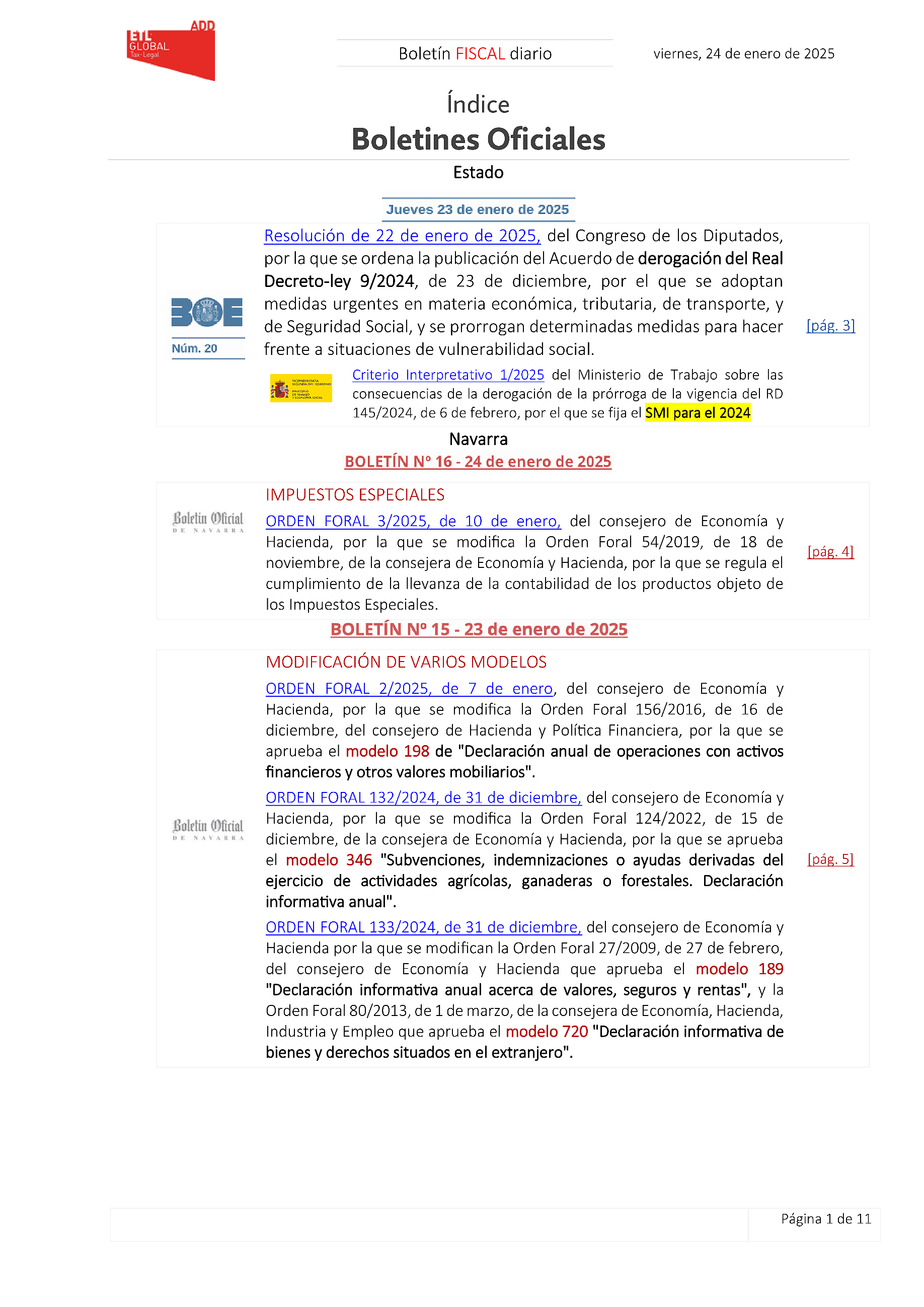 Boletín fiscal 24/01/2025
