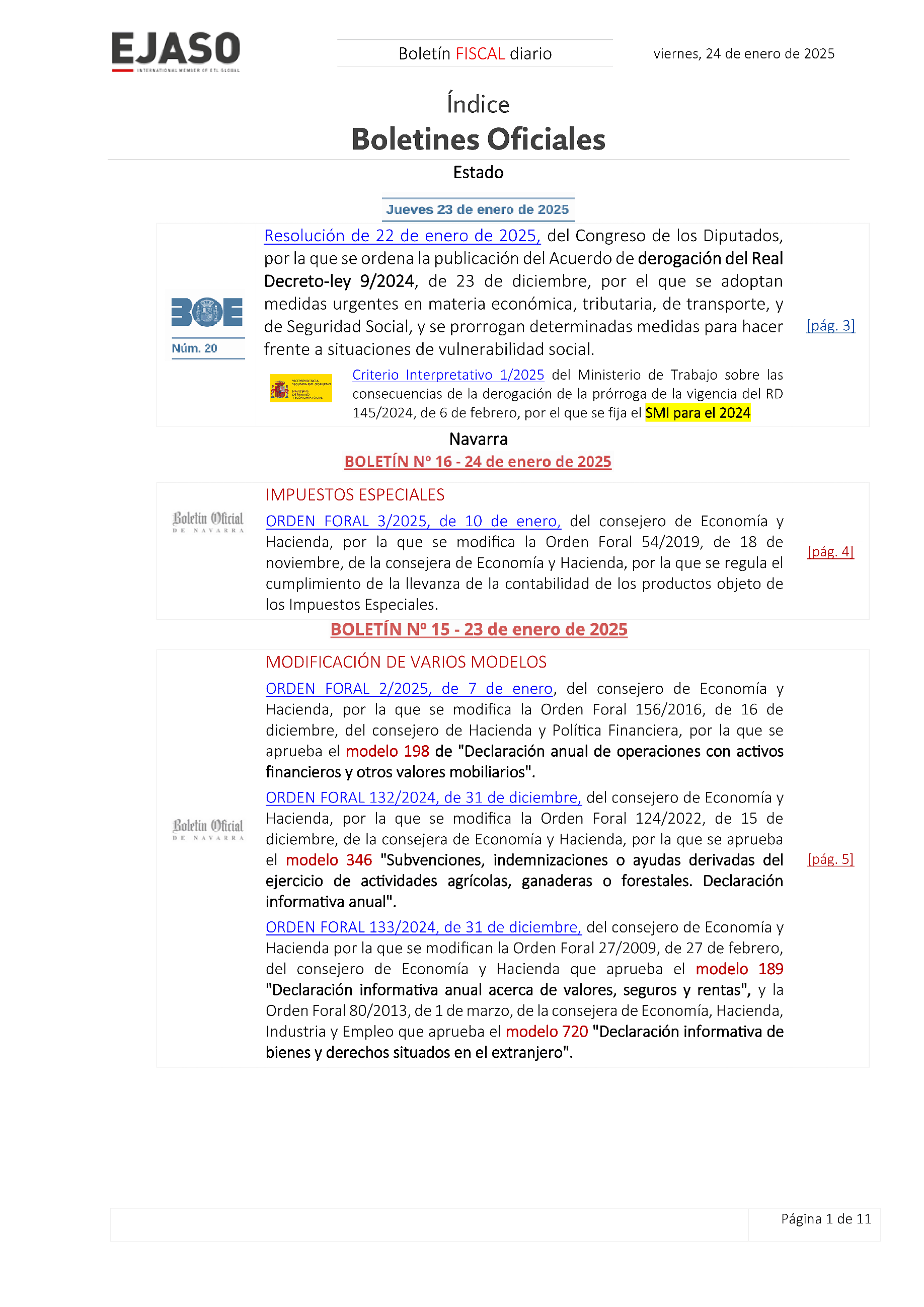 Boletín fiscal 24/01/2025