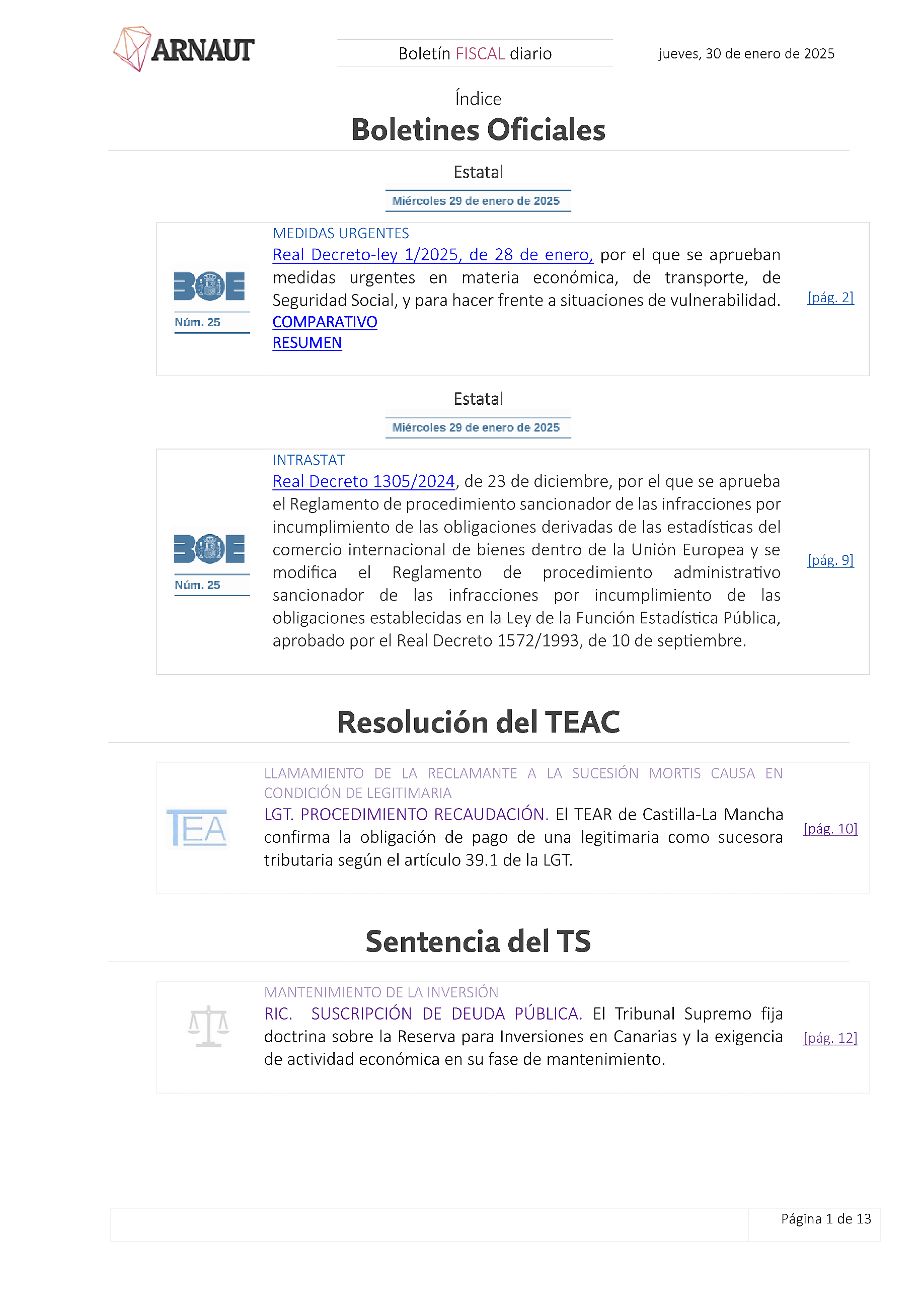 Boletín fiscal 30/01/2025