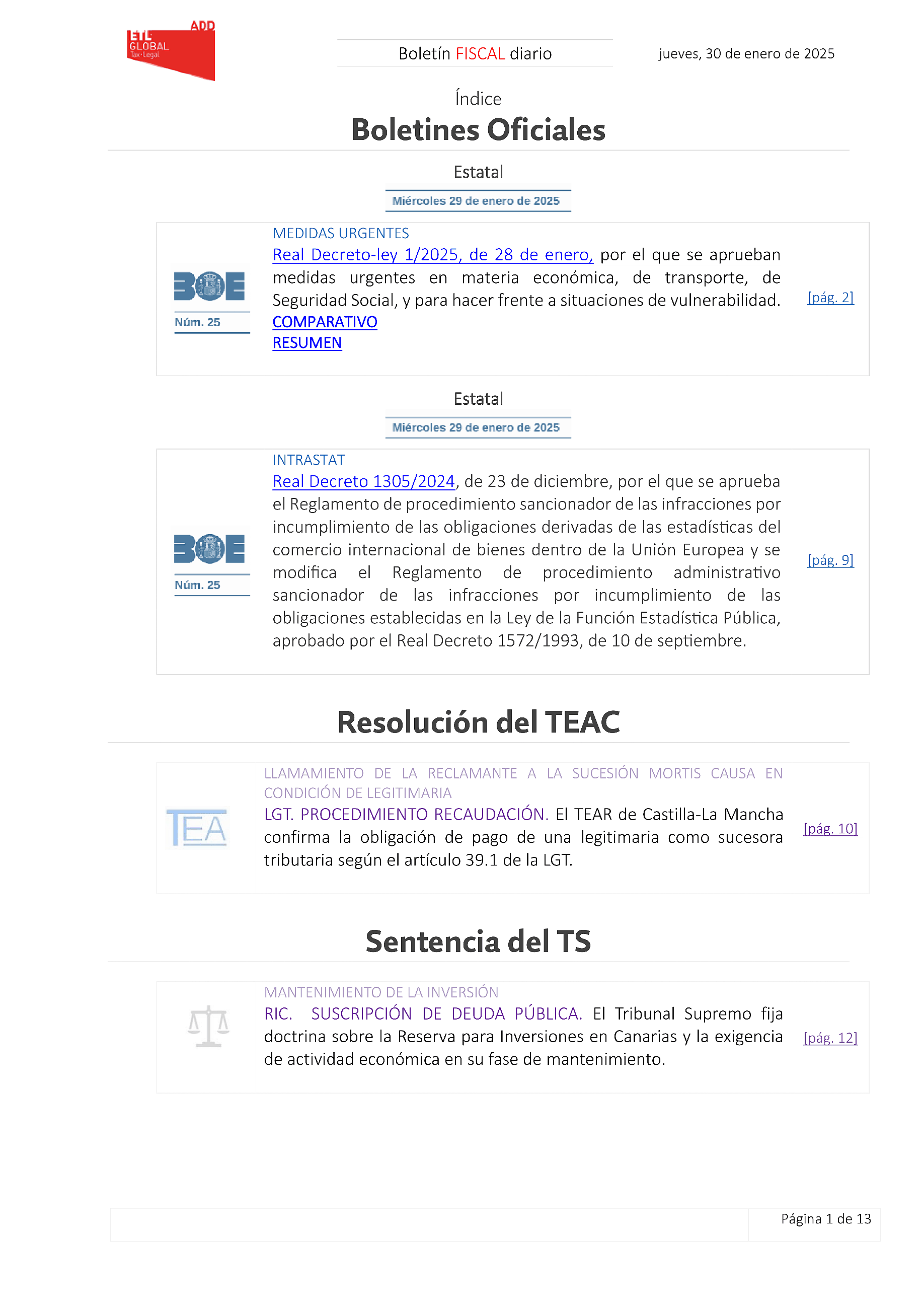 Boletín fiscal 30/01/2025