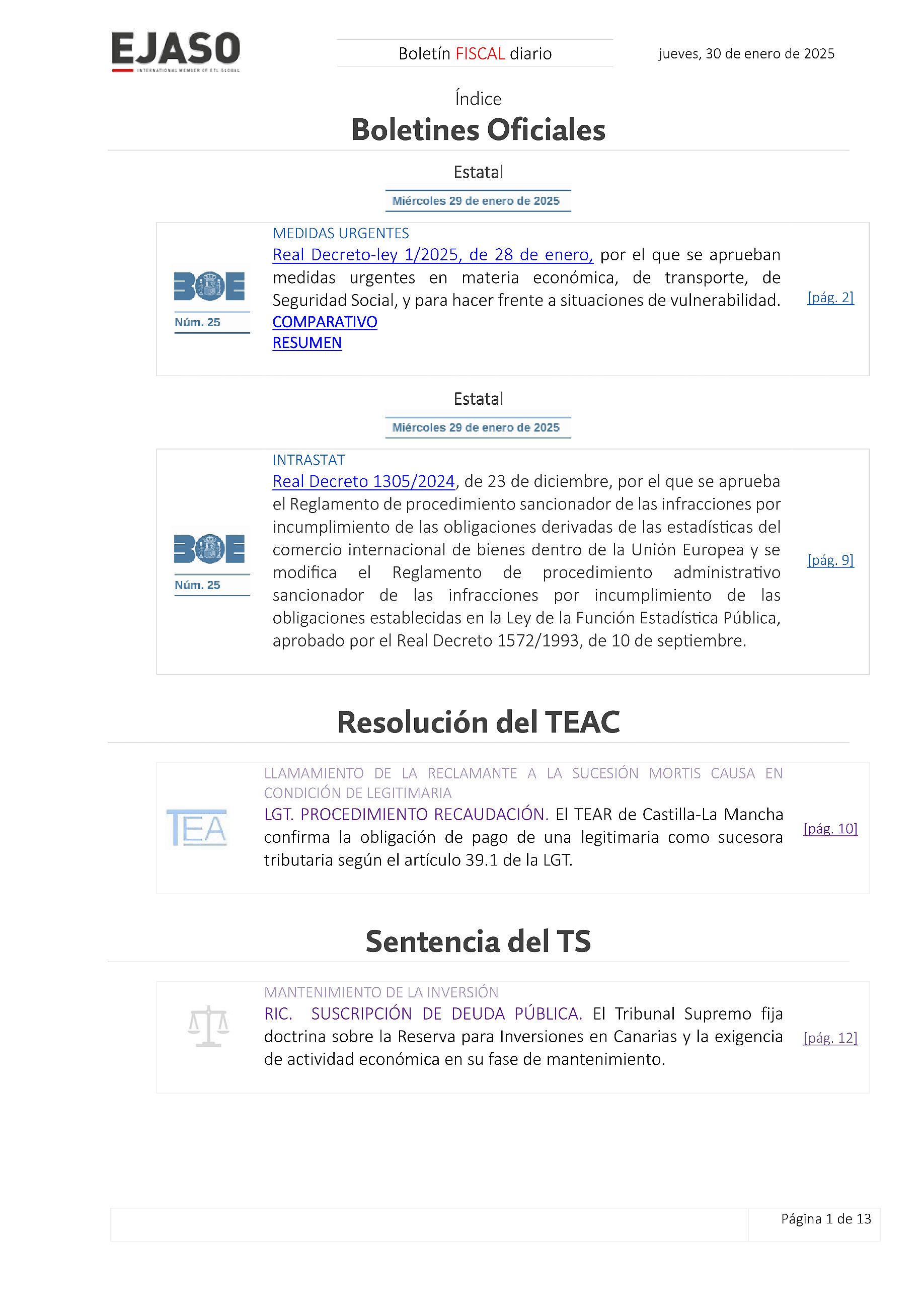 Boletín fiscal 30/01/2025