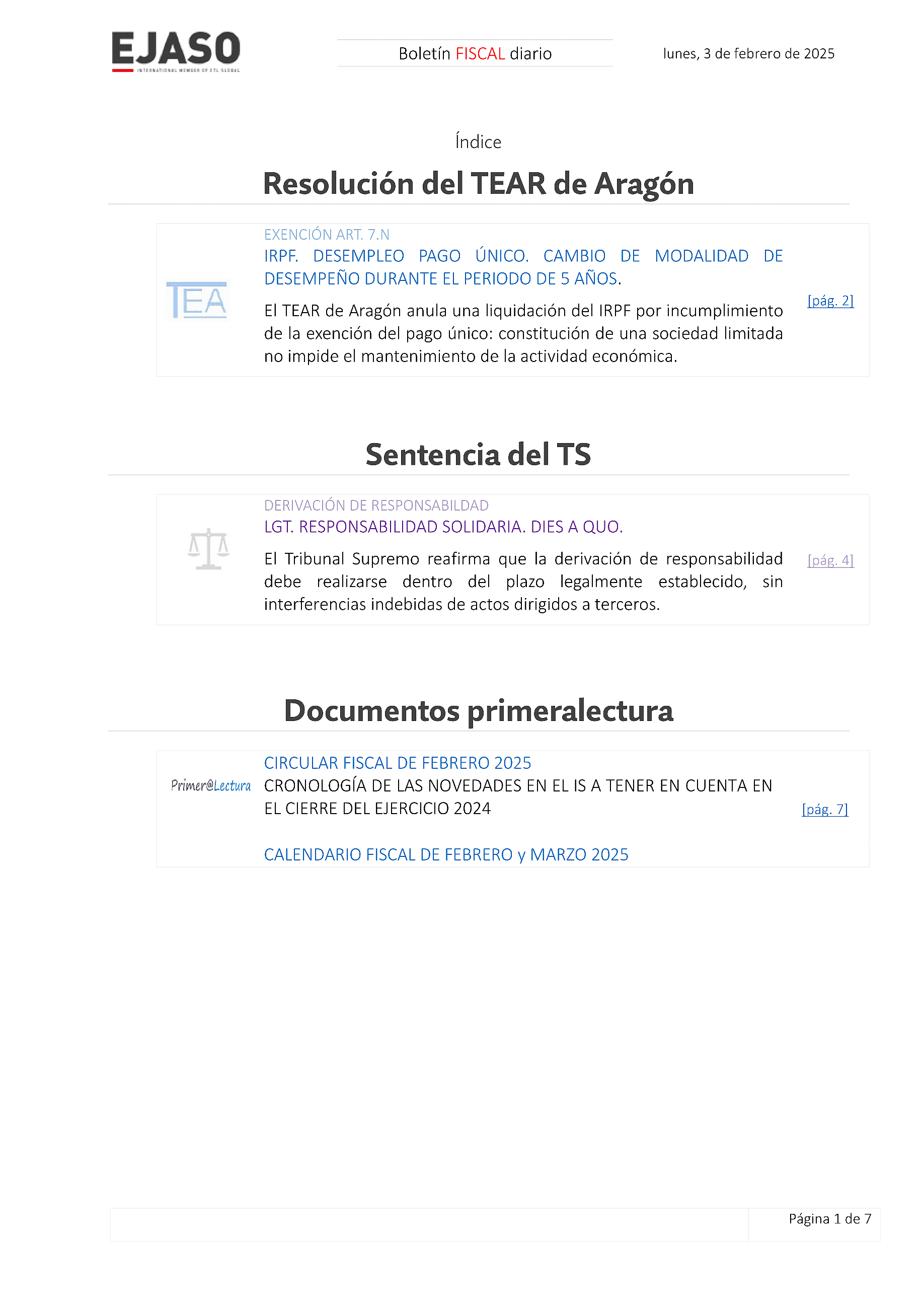 Boletín fiscal 03/02/2025